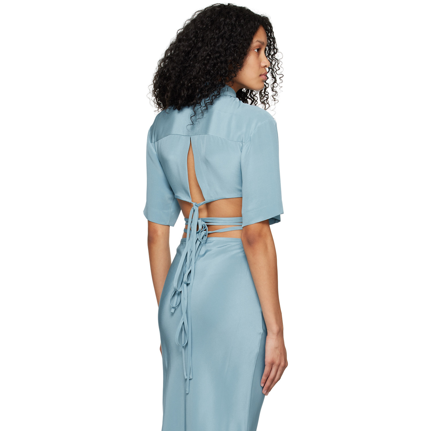  Christopher Esber Blue Crop Tie Shirt 