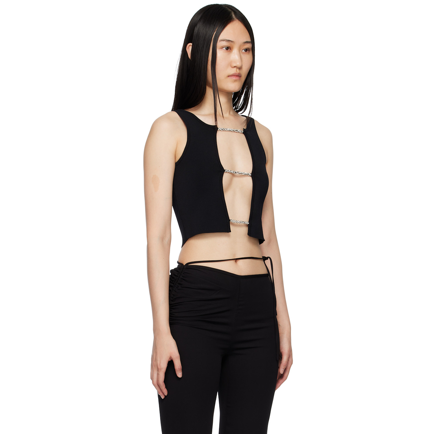  Christopher Esber Black Crystal Lattice Tank Top 