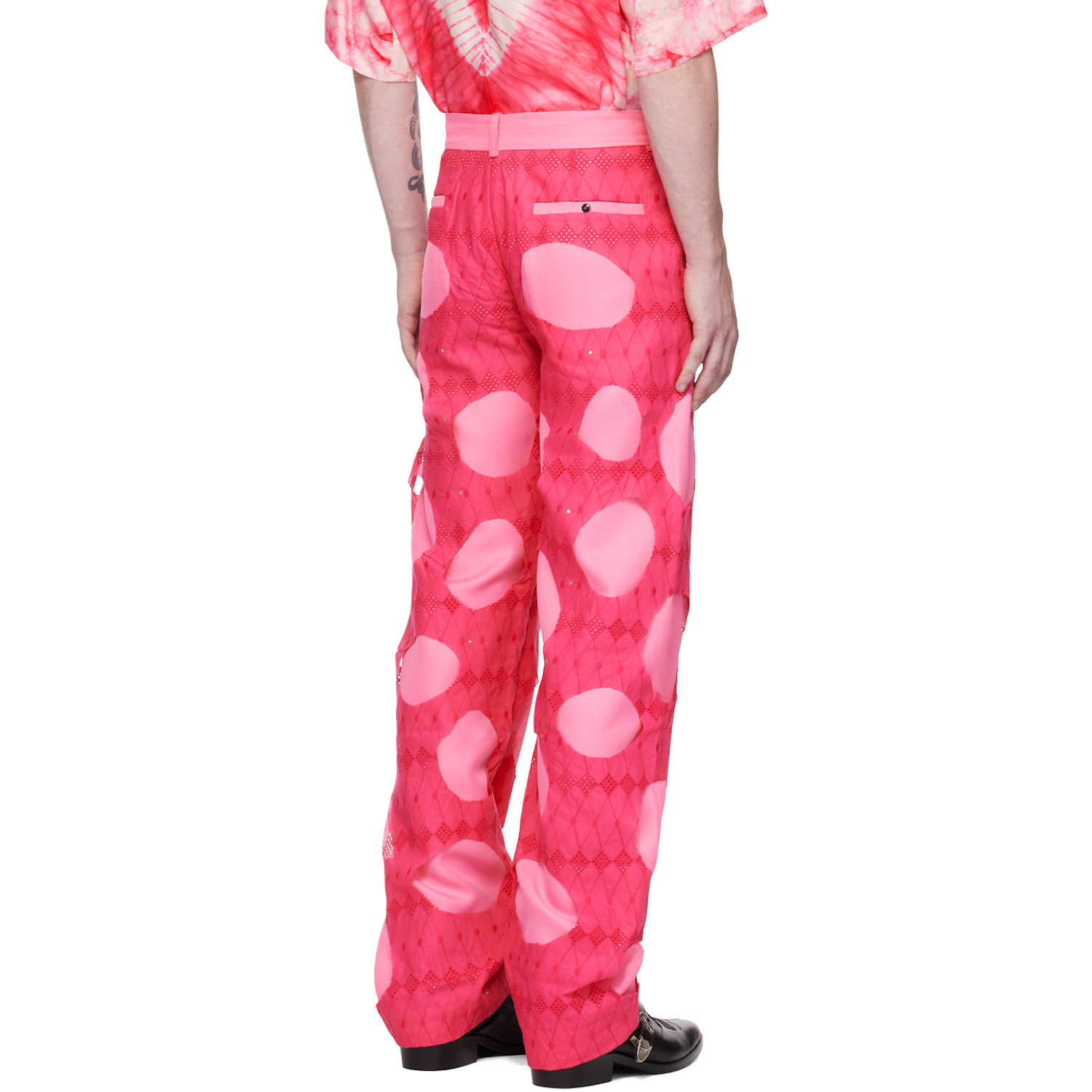  Tokyo James Pink Lace Cutout Trousers 