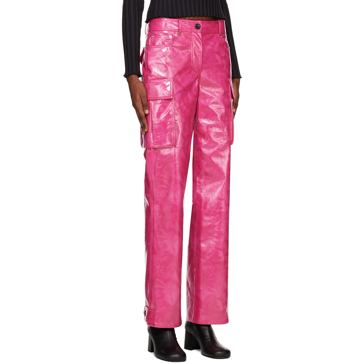  Stand Studio Pink Ada Faux-leather Trousers 