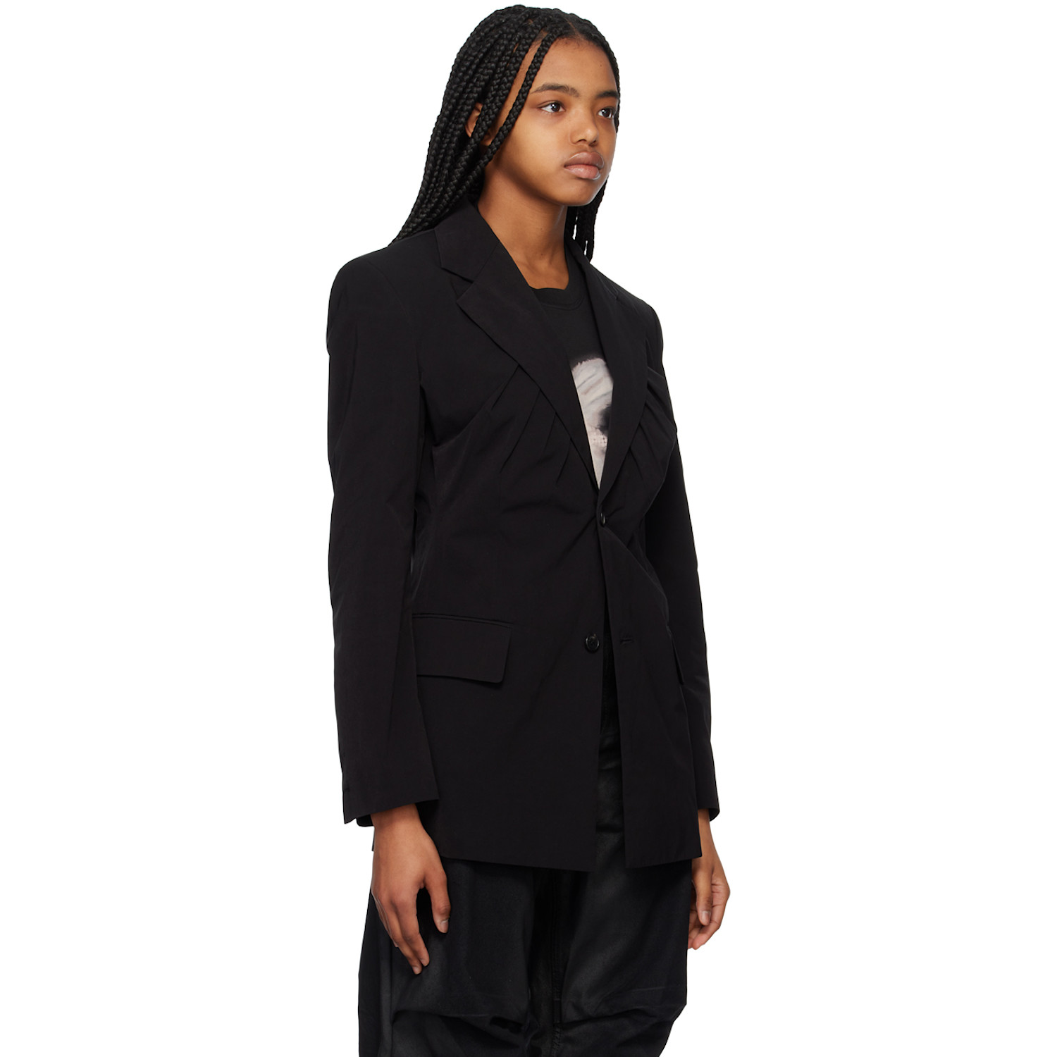  We11done Black Gathered Blazer 