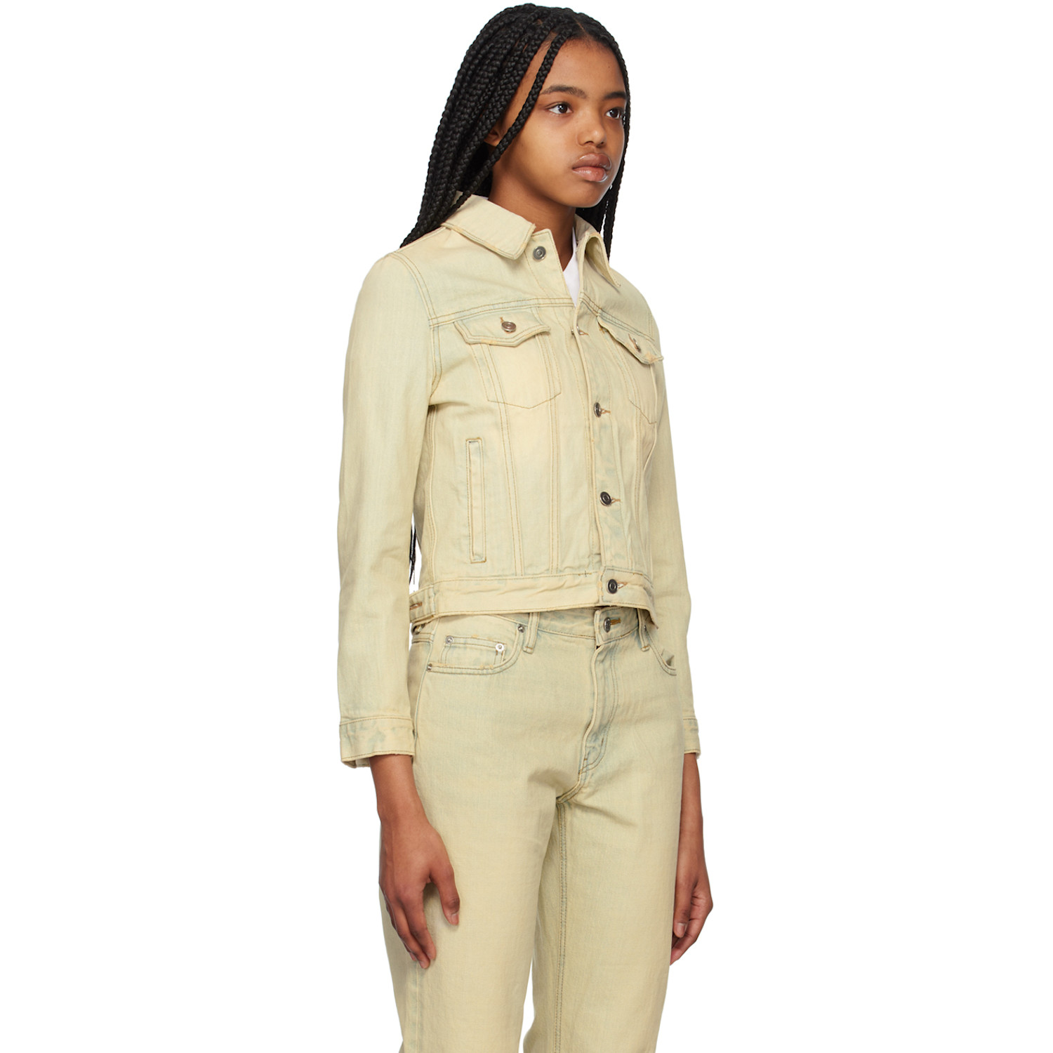  We11done Beige Faded Denim Jacket 