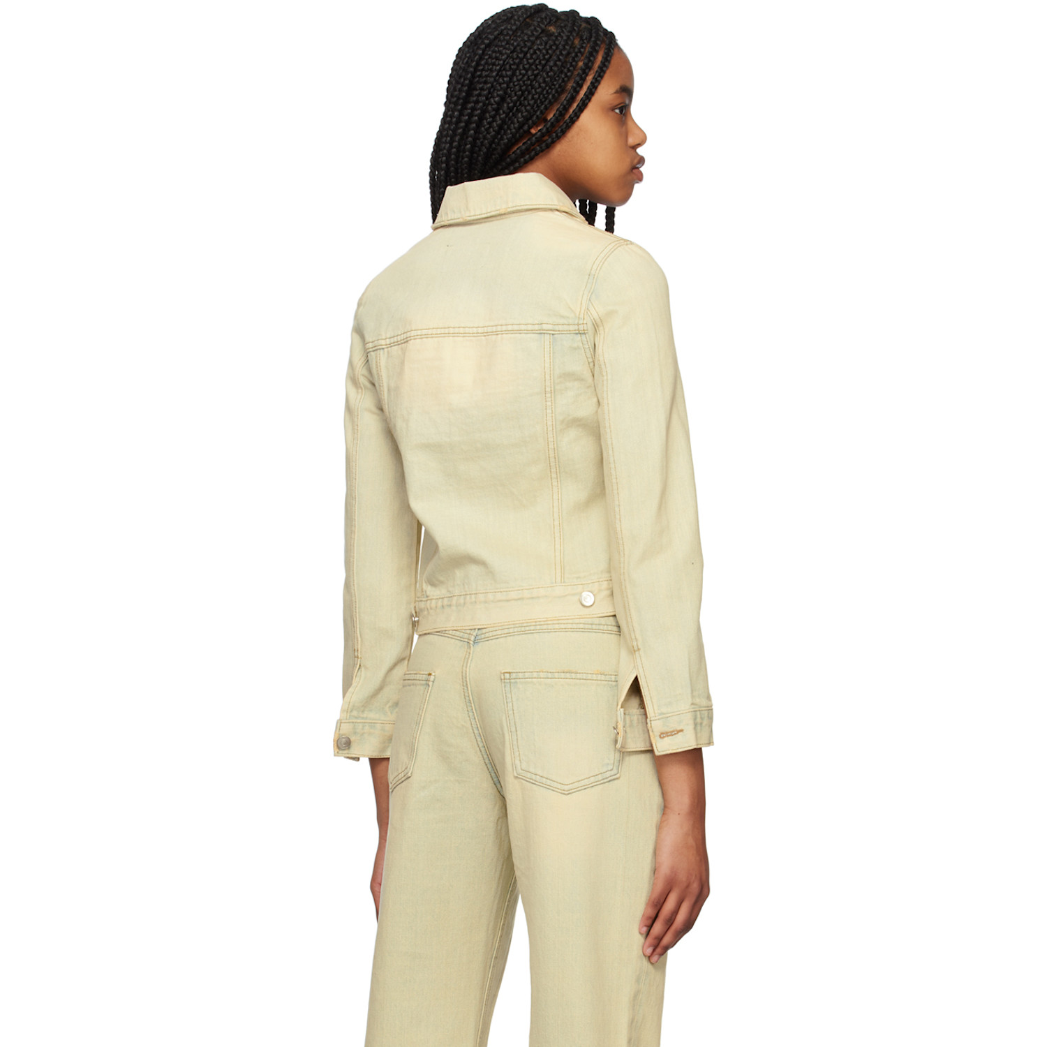  We11done Beige Faded Denim Jacket 