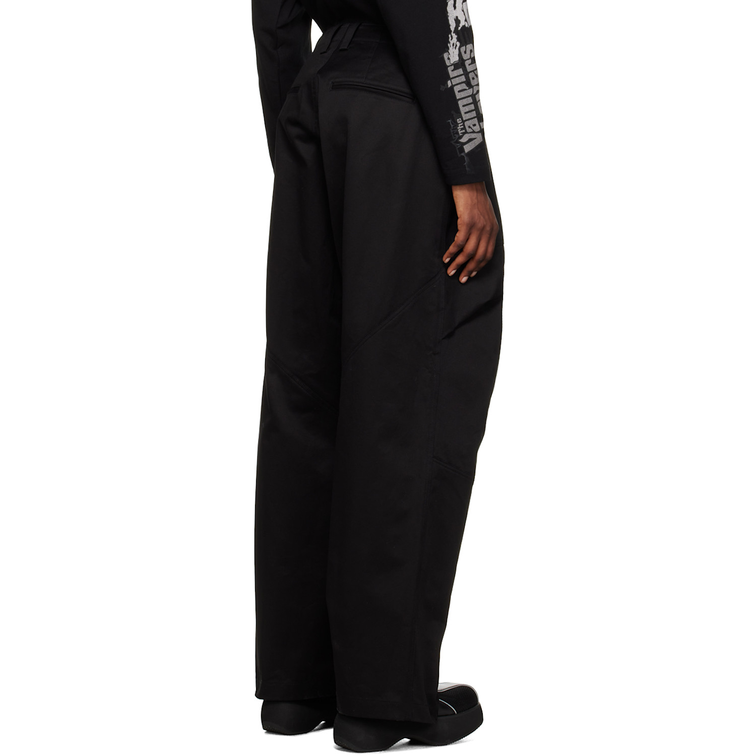  We11done Black Paneled Trousers 