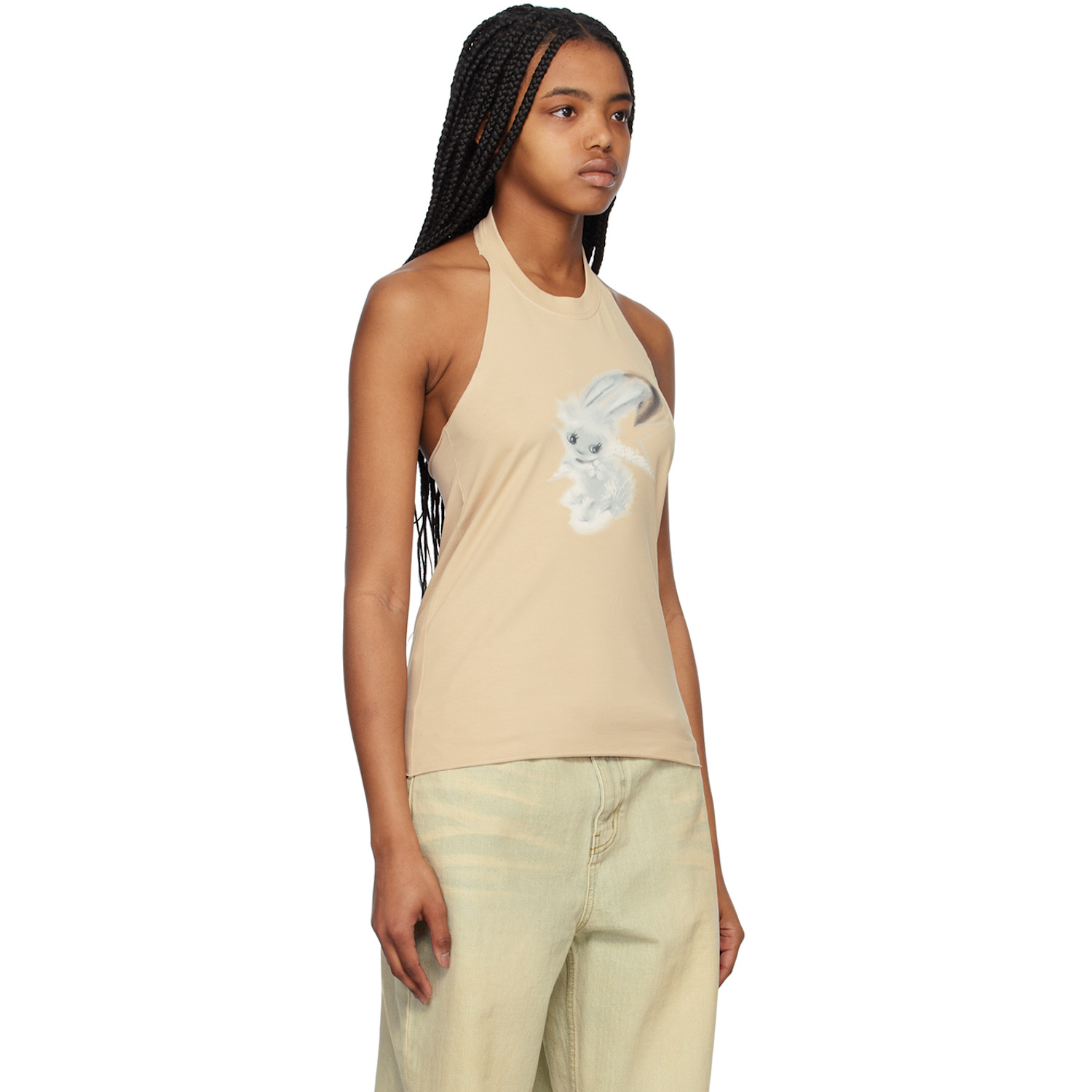 We11done Beige Halter Tank Top 