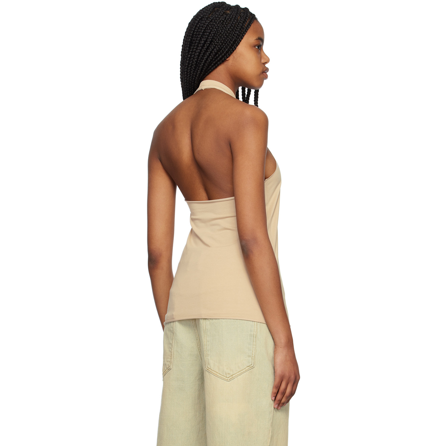  We11done Beige Halter Tank Top 