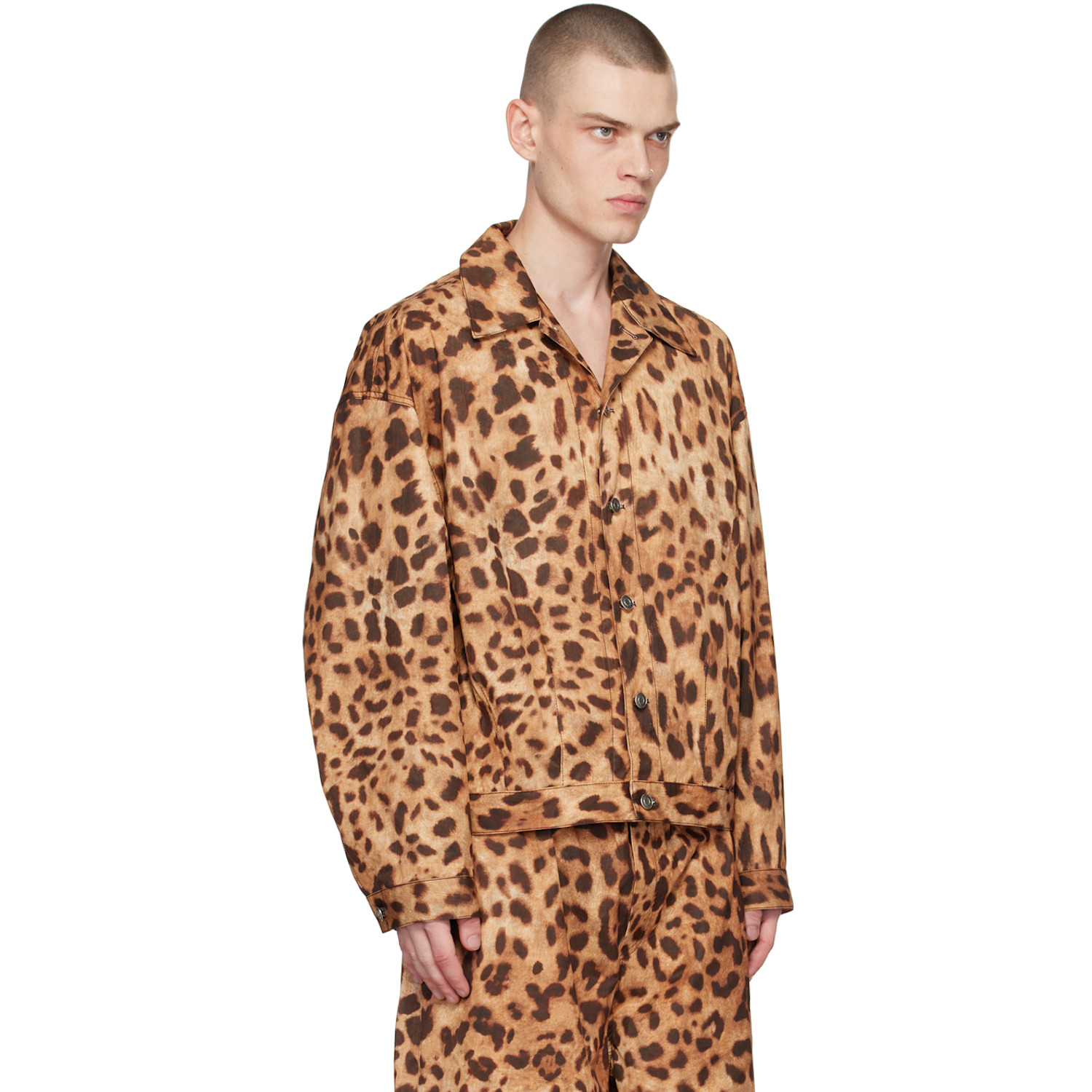  We11done Brown & Tan Allover Printed Jacket 