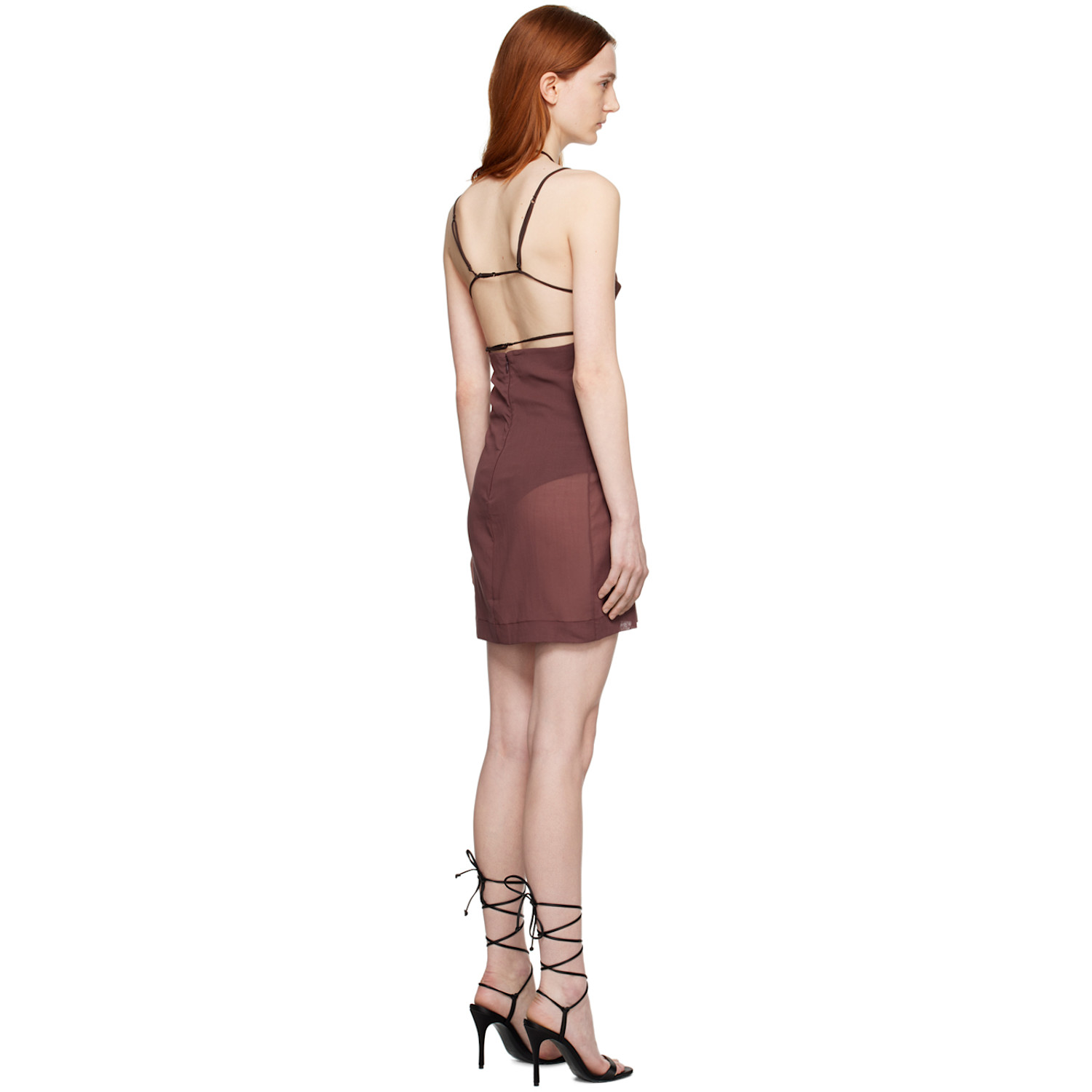  Nensi Dojaka Brown Sheer Minidress 
