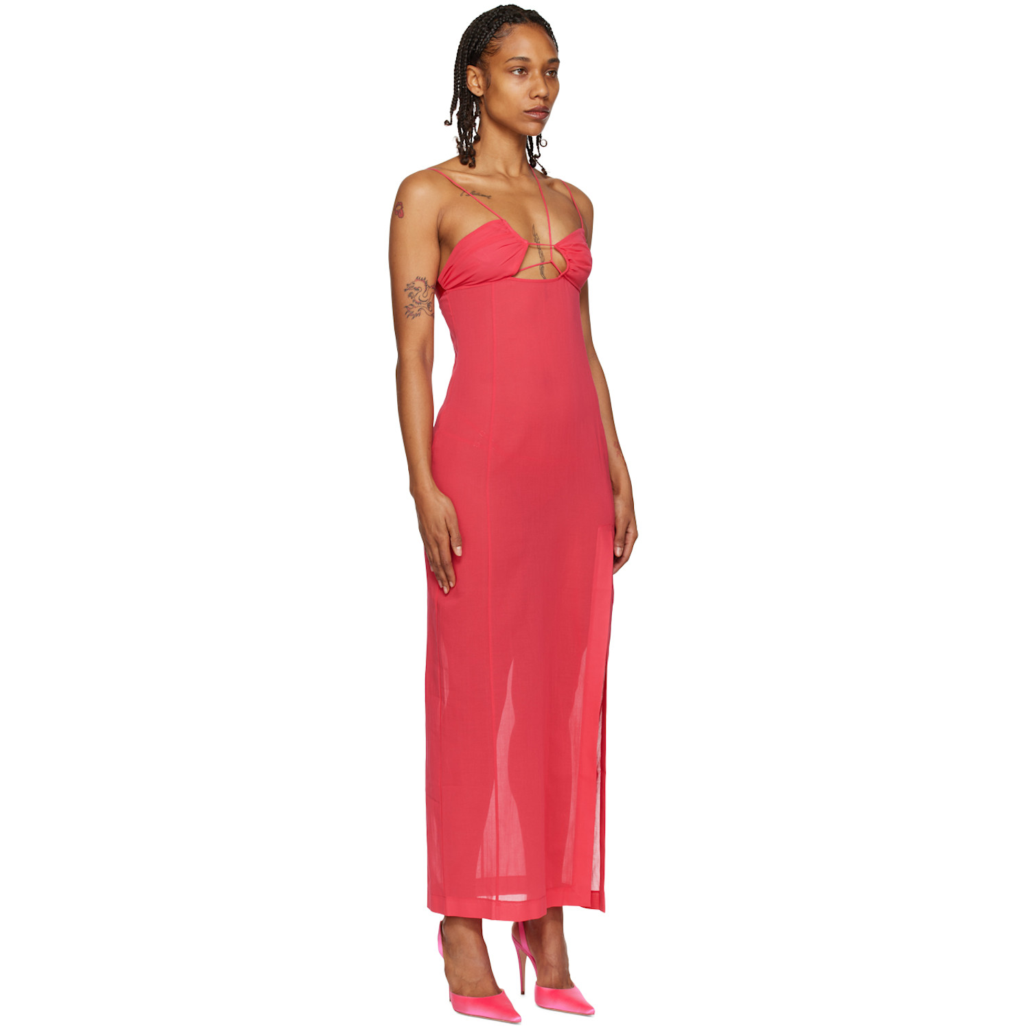  Nensi Dojaka Pink Asymmetric Maxi Dress 
