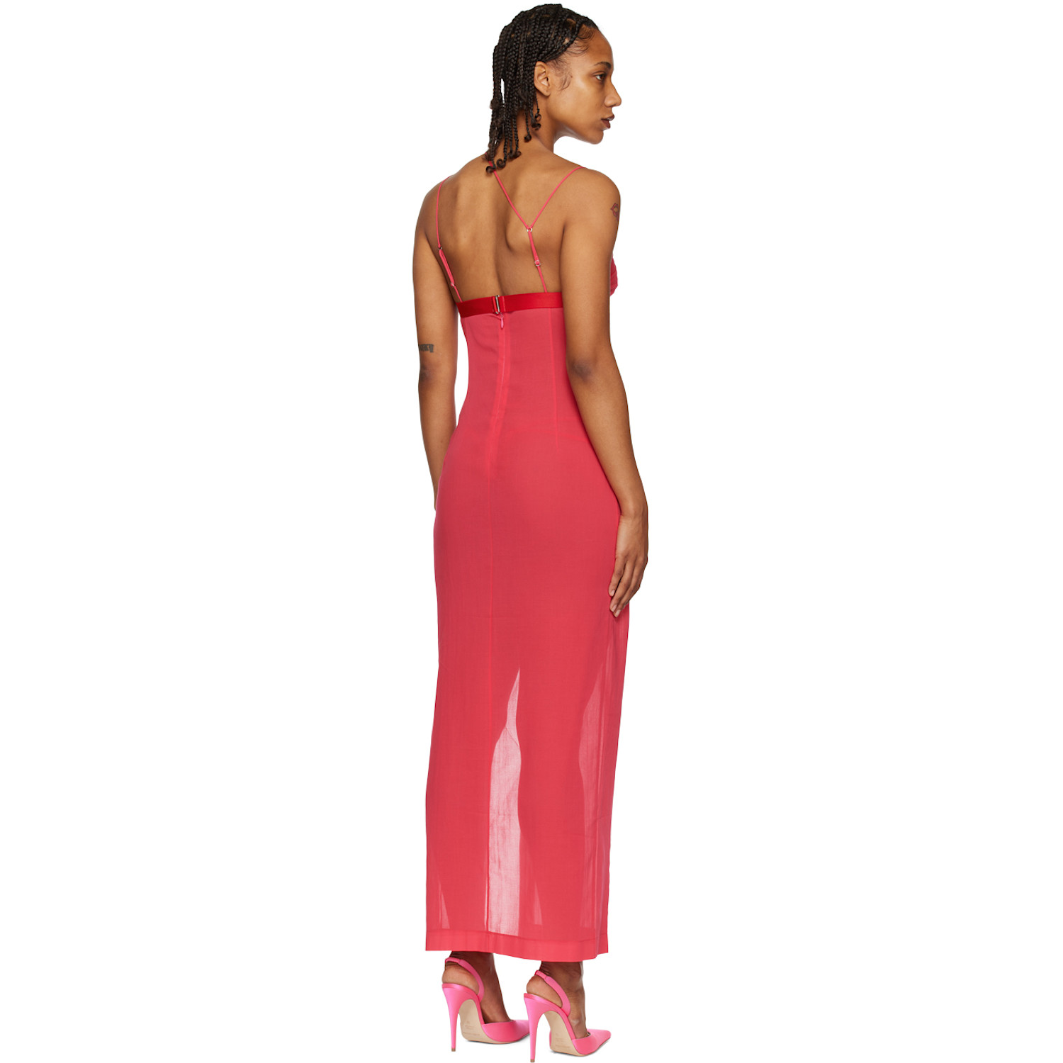  Nensi Dojaka Pink Asymmetric Maxi Dress 