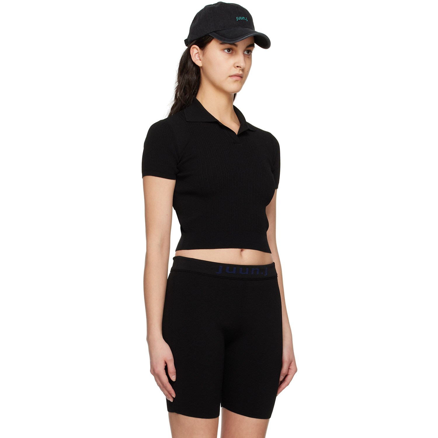  Juun.j Black Open Spread Polo 