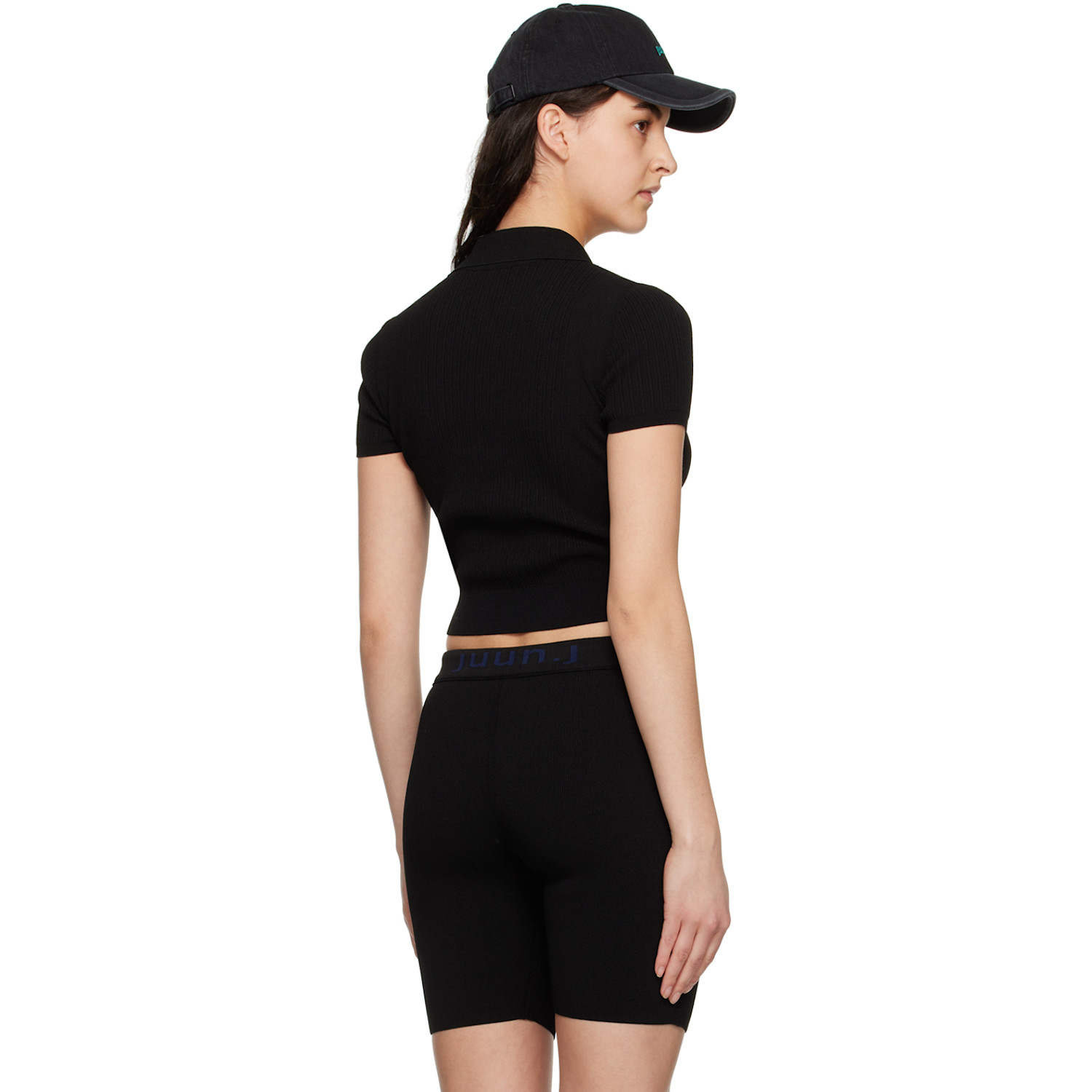  Juun.j Black Open Spread Polo 