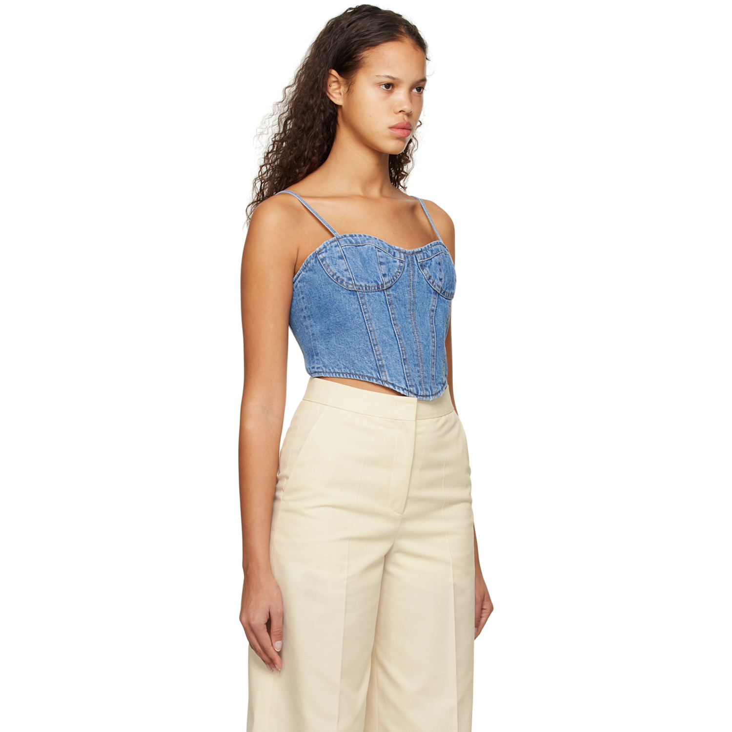  Juun.j Blue Paneled Denim Camisole 