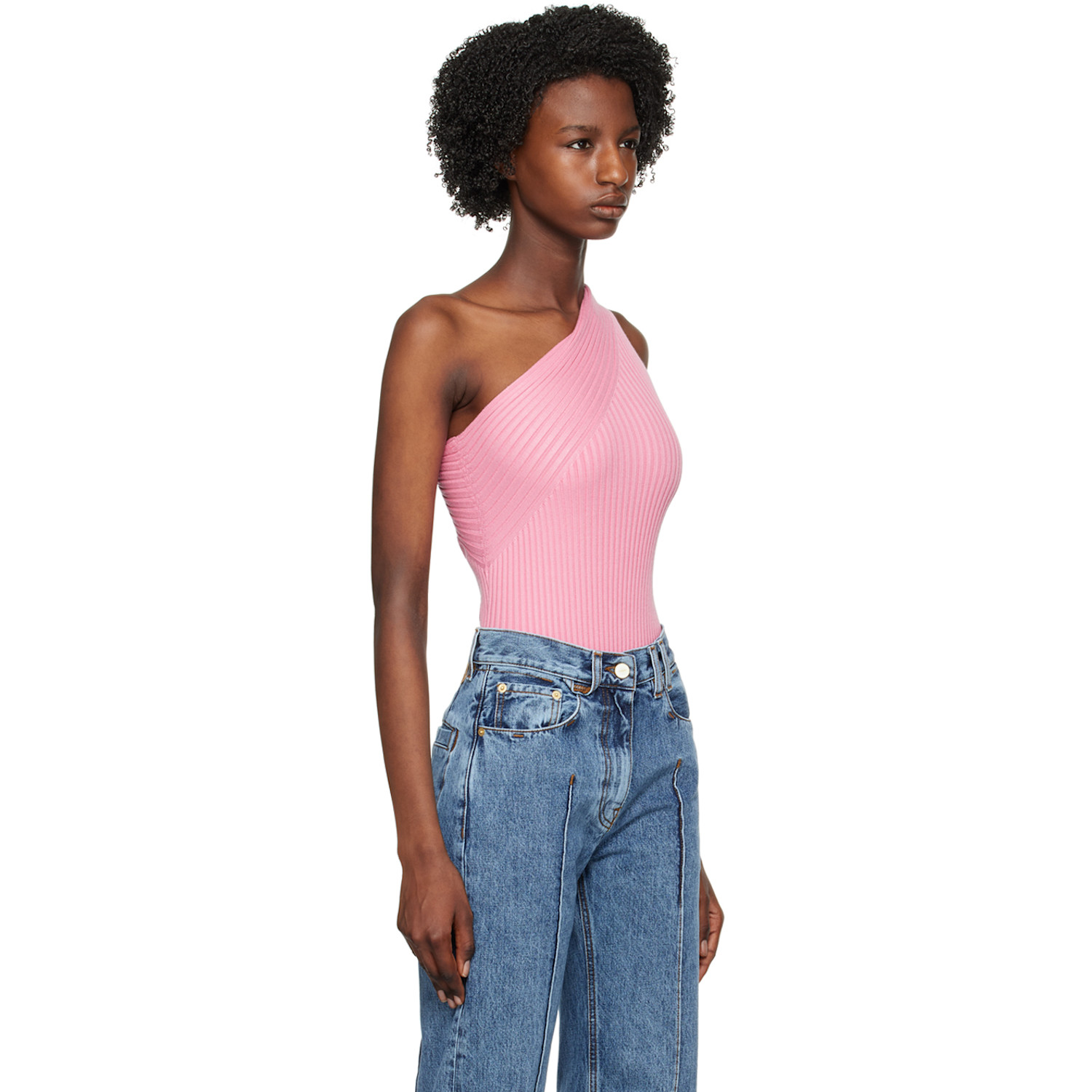  Aeron Pink Asymmetric Bodysuit 