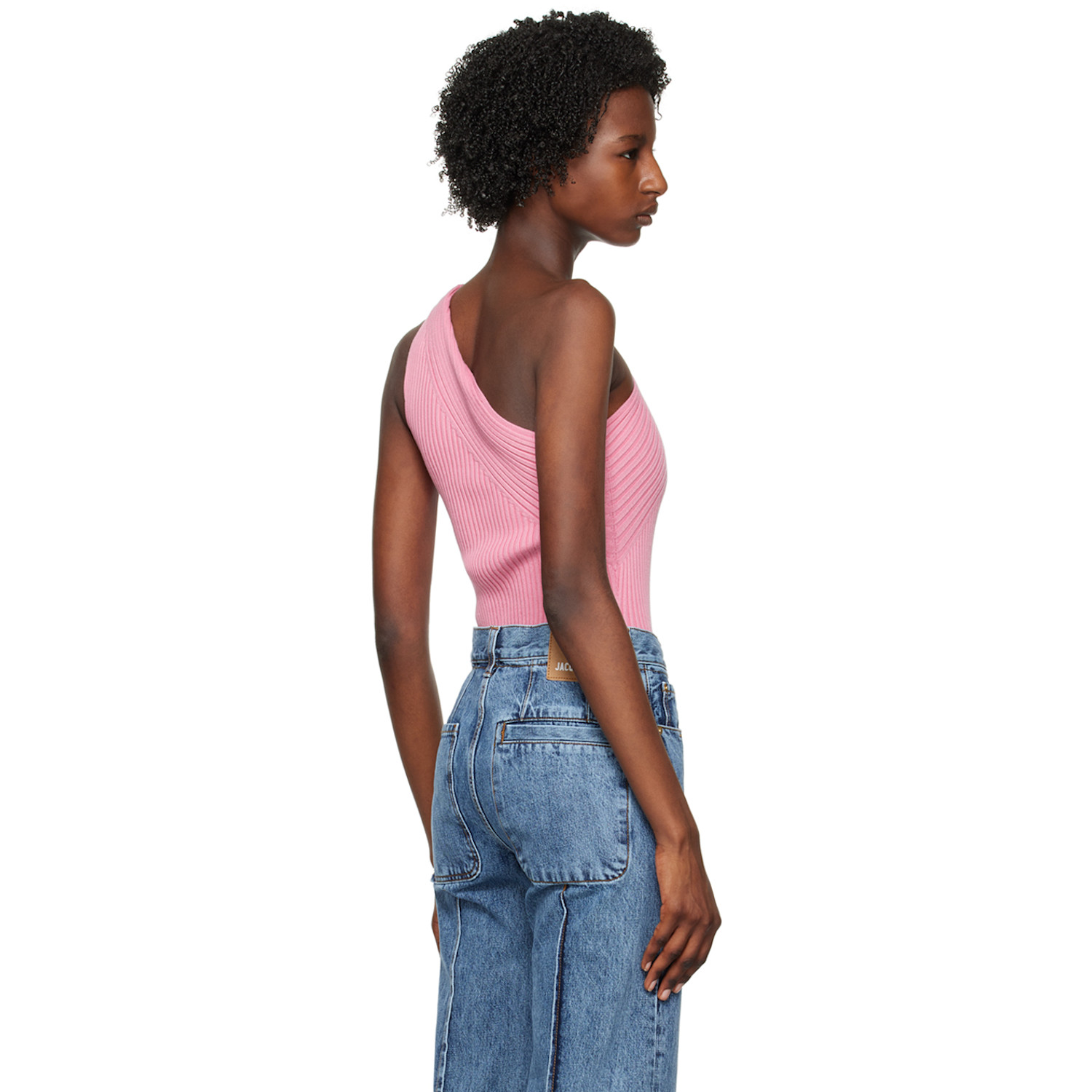  Aeron Pink Asymmetric Bodysuit 