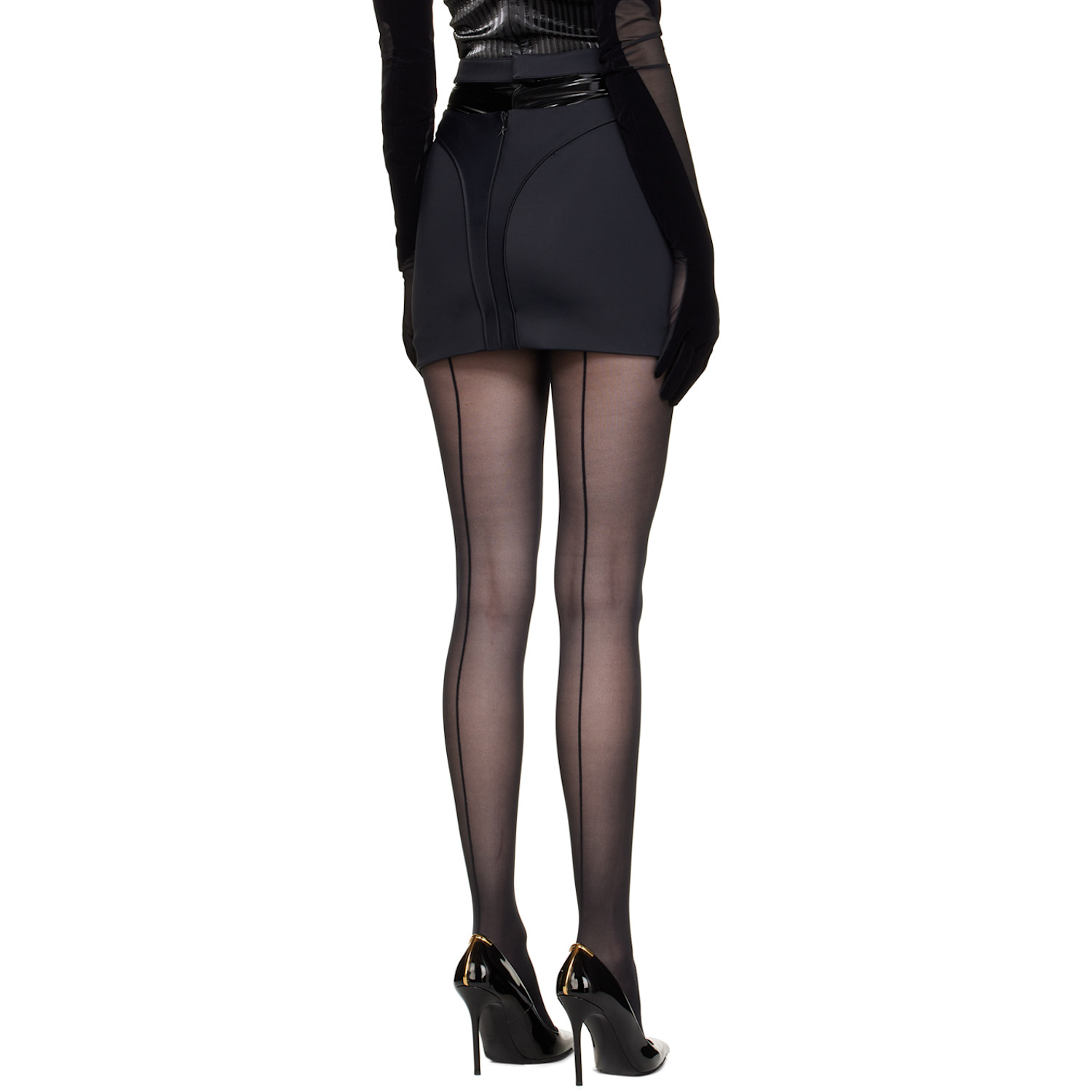  Mugler Black Thong Miniskirt 