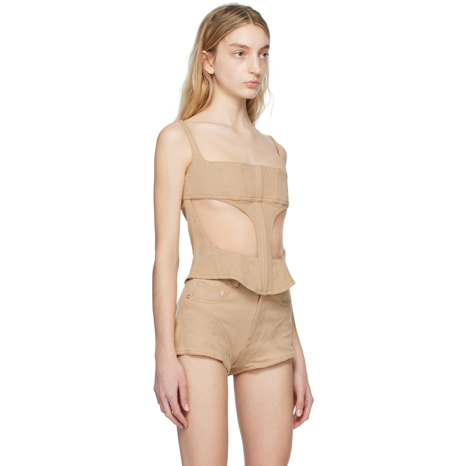 Mugler Ssense Exclusive Beige Tank Top 