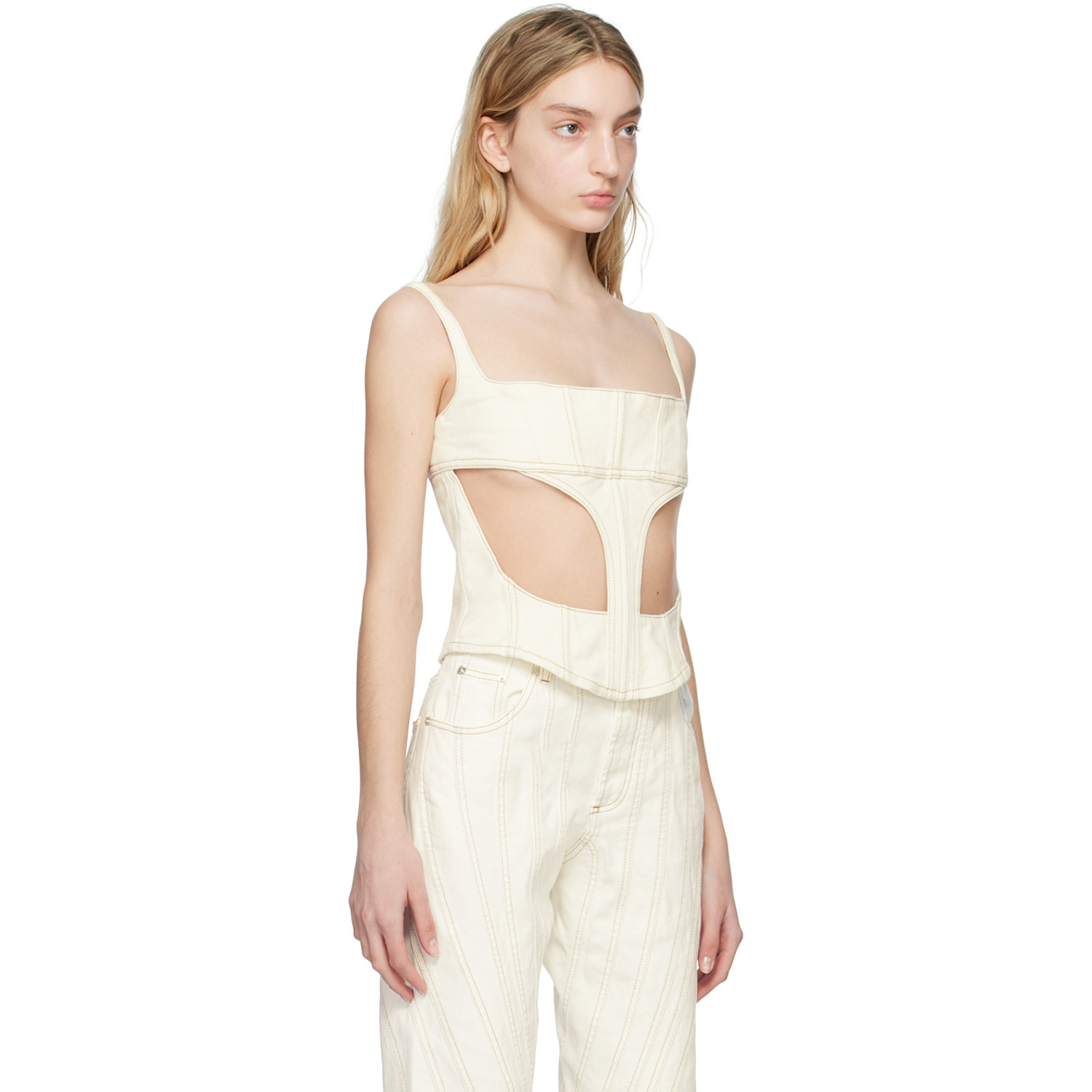  Mugler Ssense Exclusive Off-white Tank Top 