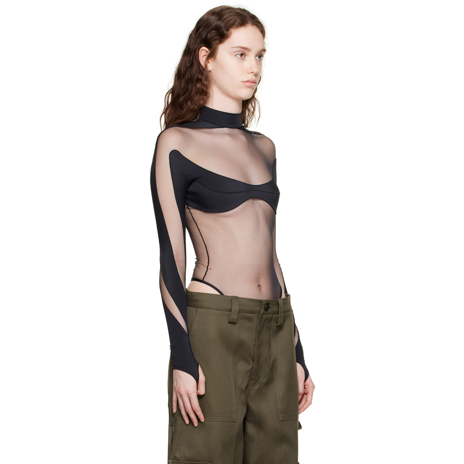 Mugler Black Illusion Bodysuit 