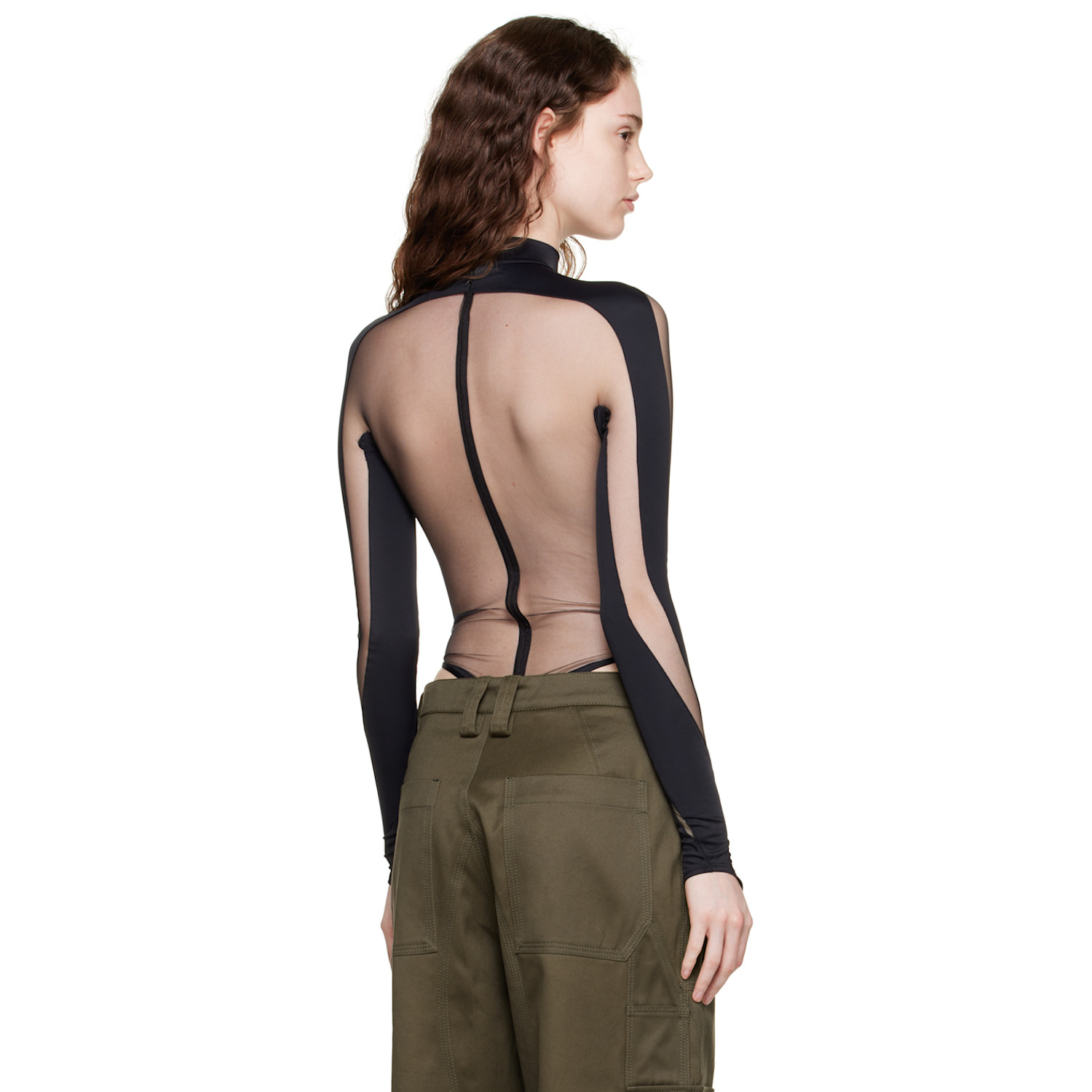  Mugler Black Illusion Bodysuit 