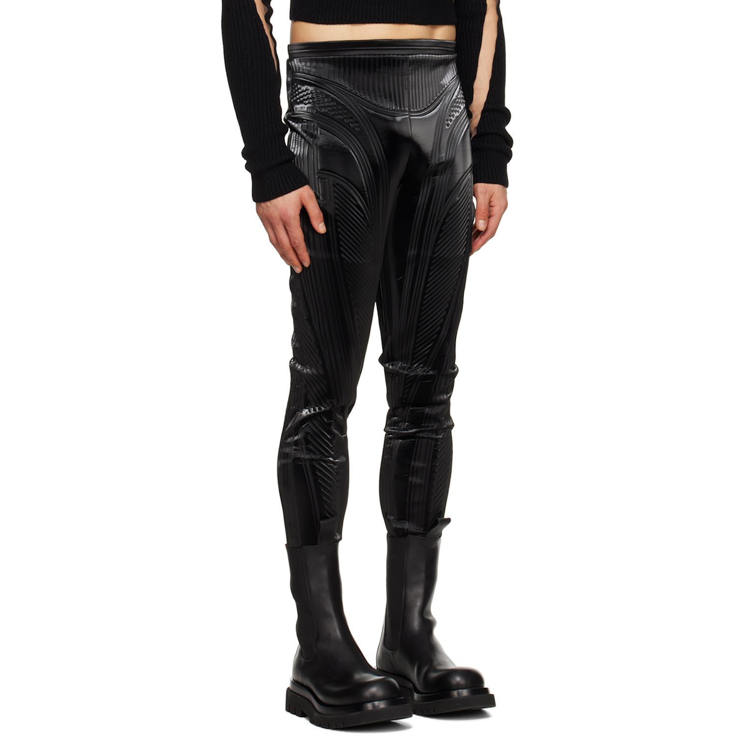  Mugler Black Embossed Trousers 