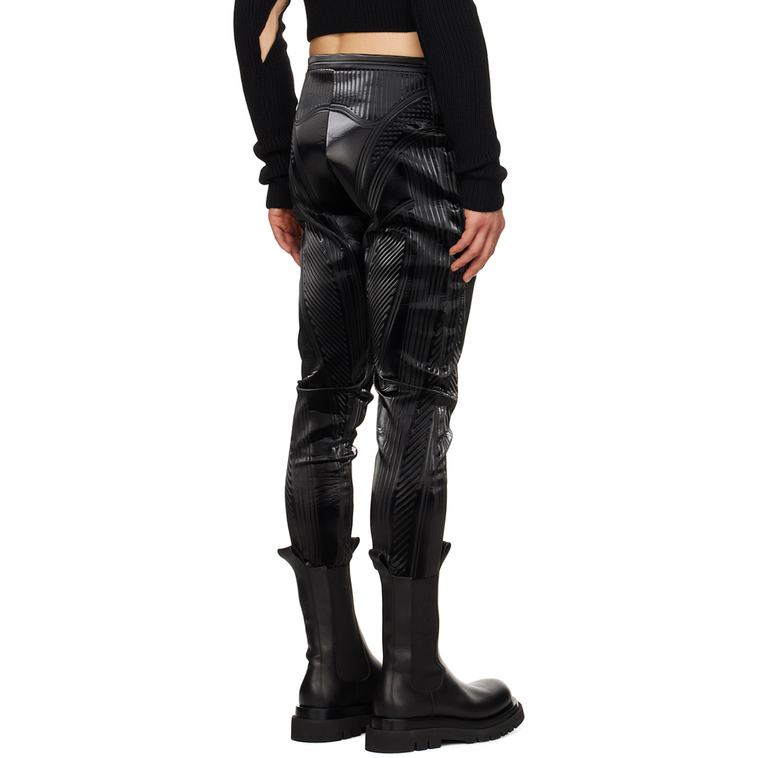  Mugler Black Embossed Trousers 