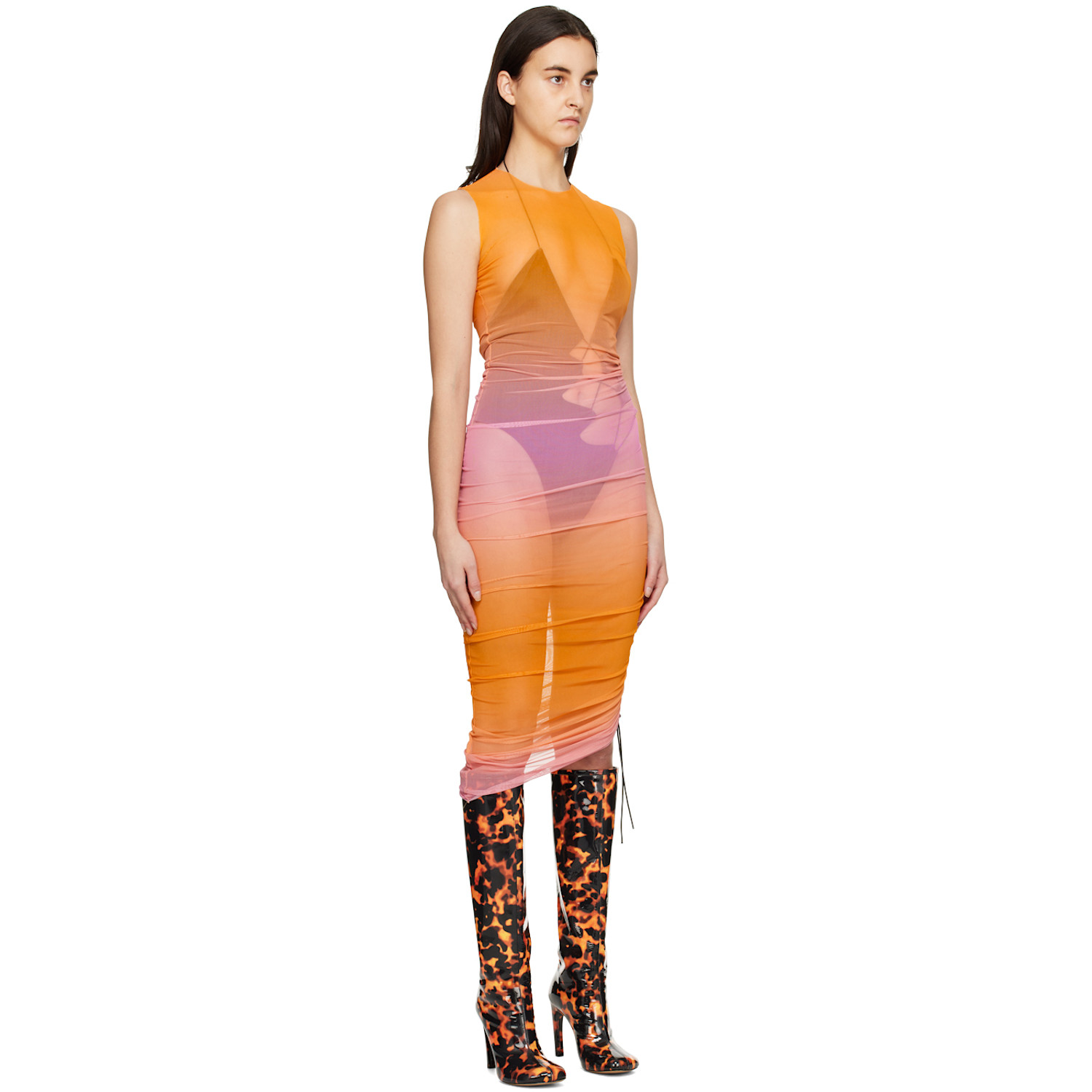  Louisa Ballou Orange Heatwave Midi Dress 