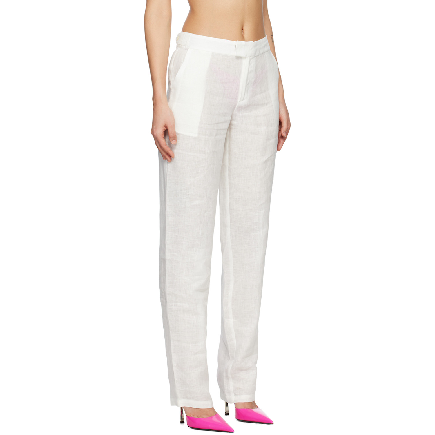  Louisa Ballou White Cruise Trousers 