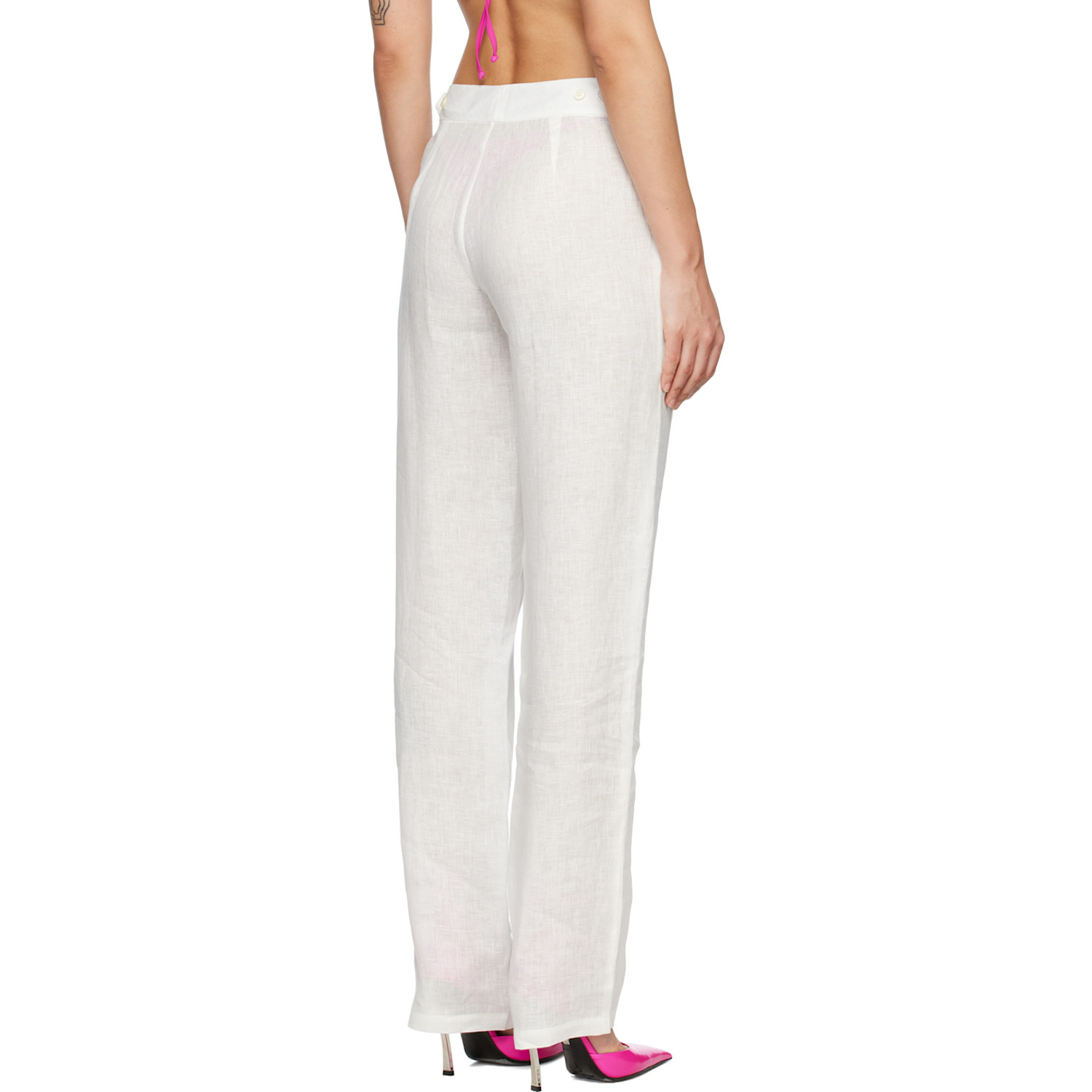  Louisa Ballou White Cruise Trousers 