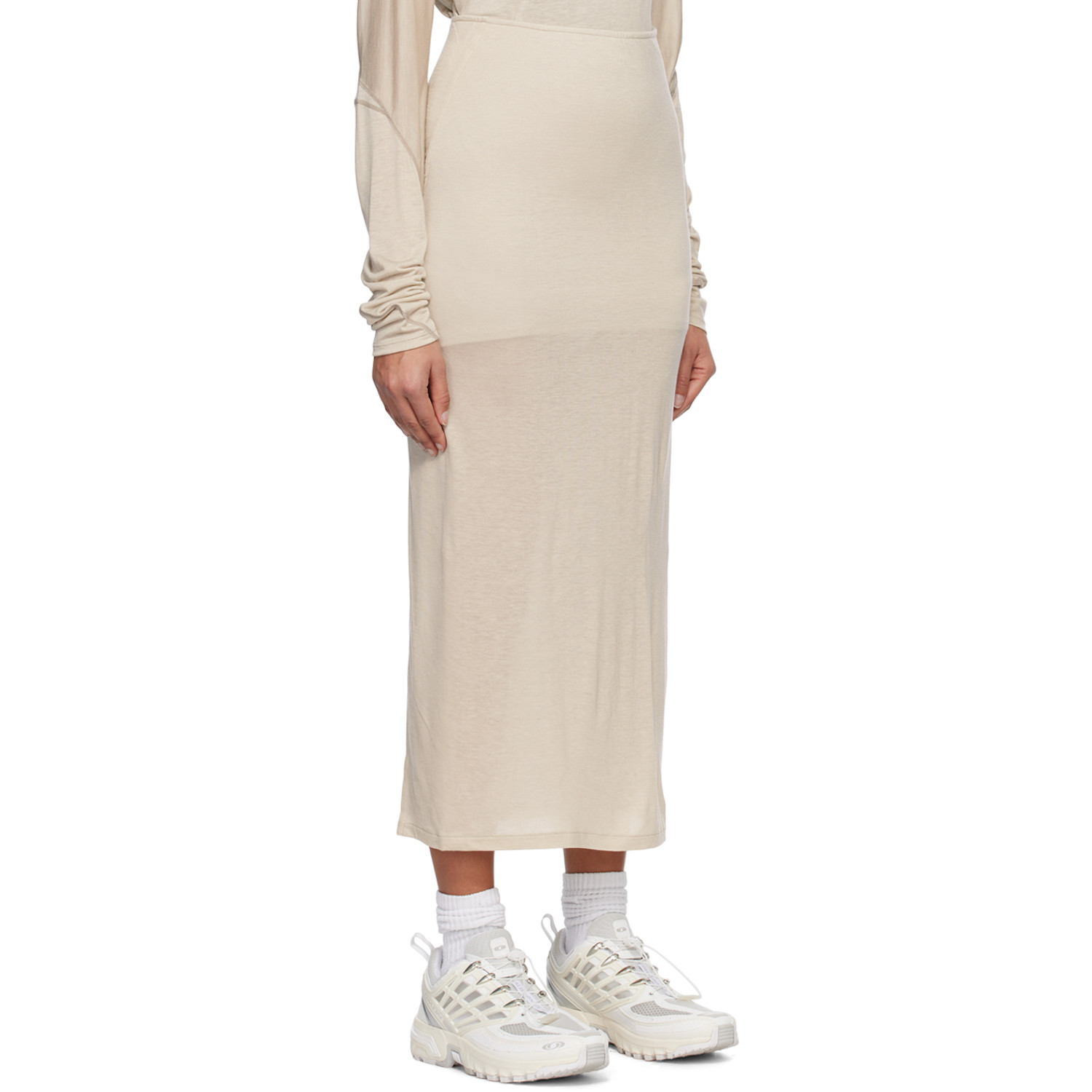  Post Archive Faction (paf) Off-white & Gray Paneled Midi Skirt 