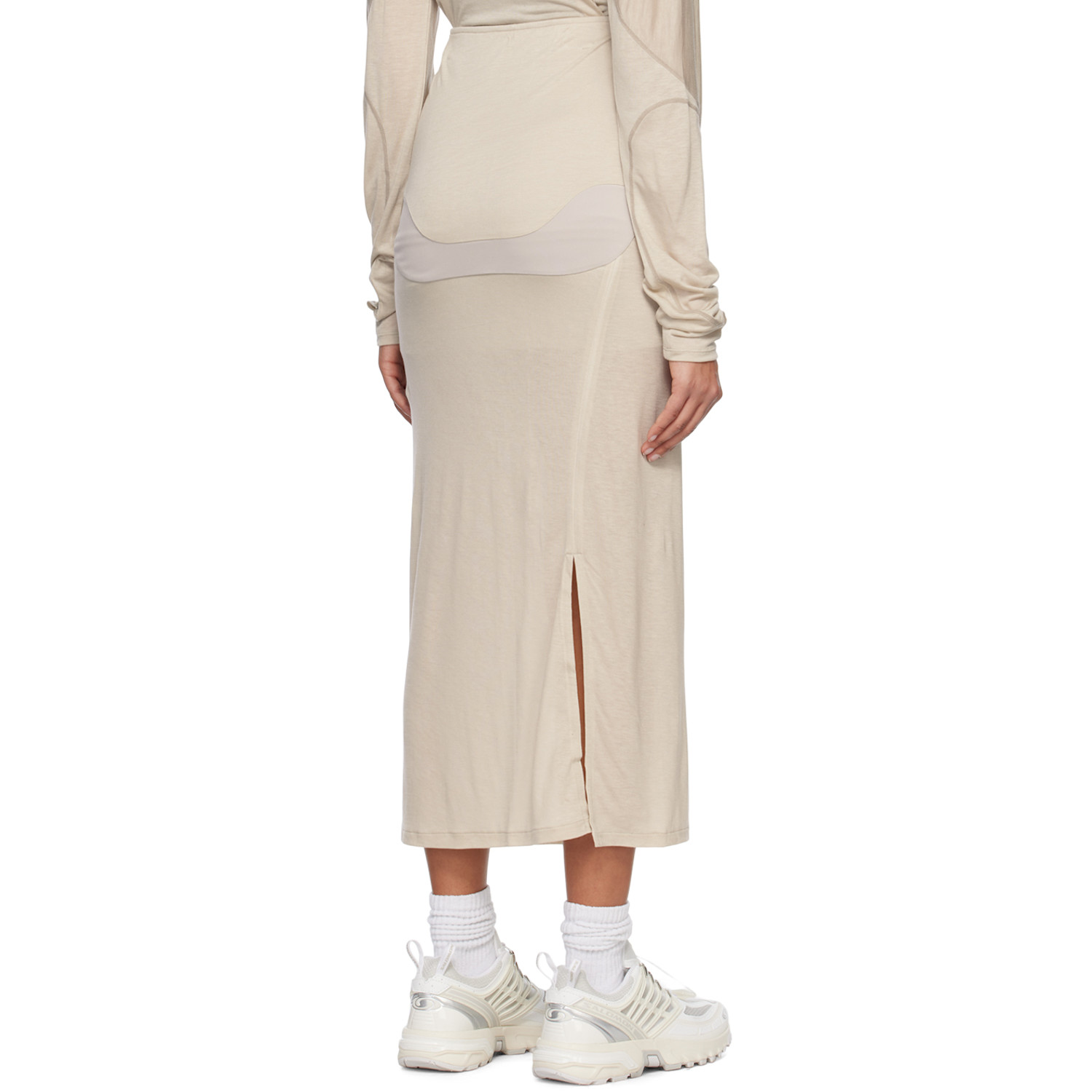  Post Archive Faction (paf) Off-white & Gray Paneled Midi Skirt 
