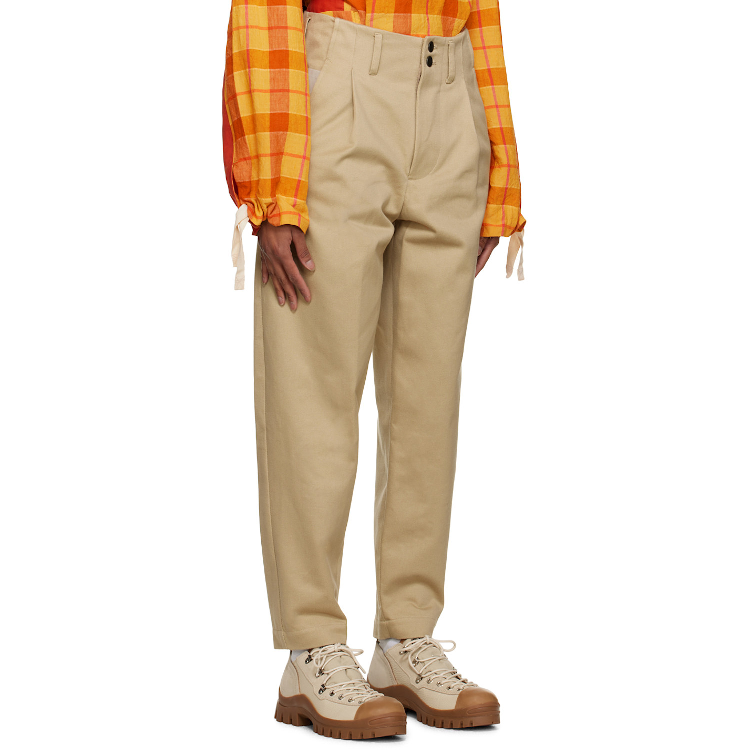  Nicholas Daley Beige Pleated Trousers 