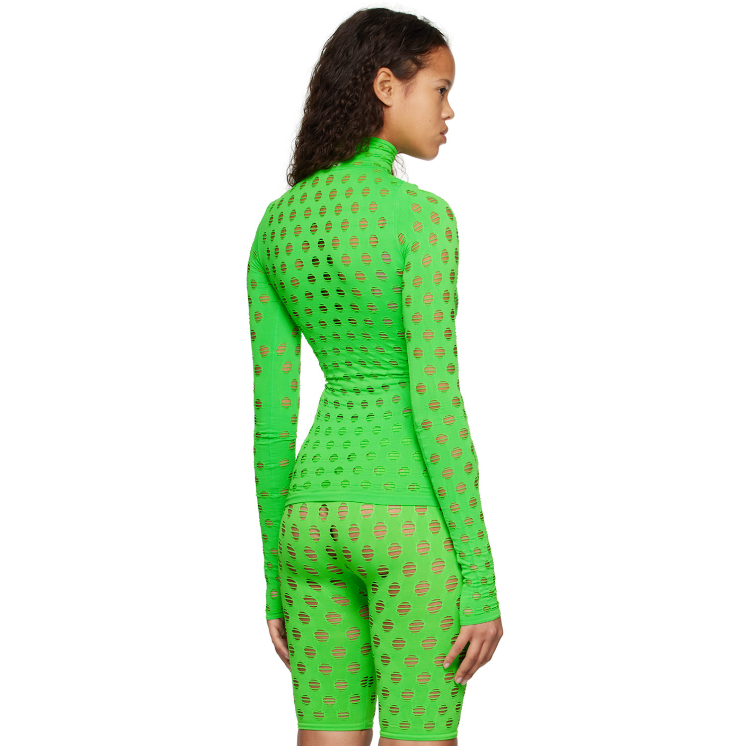  Maisie Wilen Green Perforated Turtleneck 