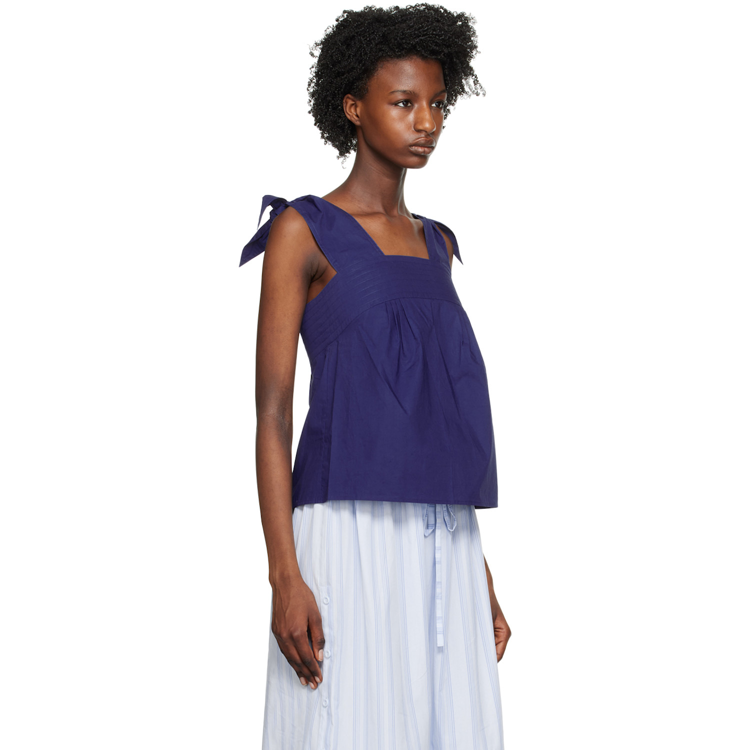  See By Chloé Blue Bow Tank Top 