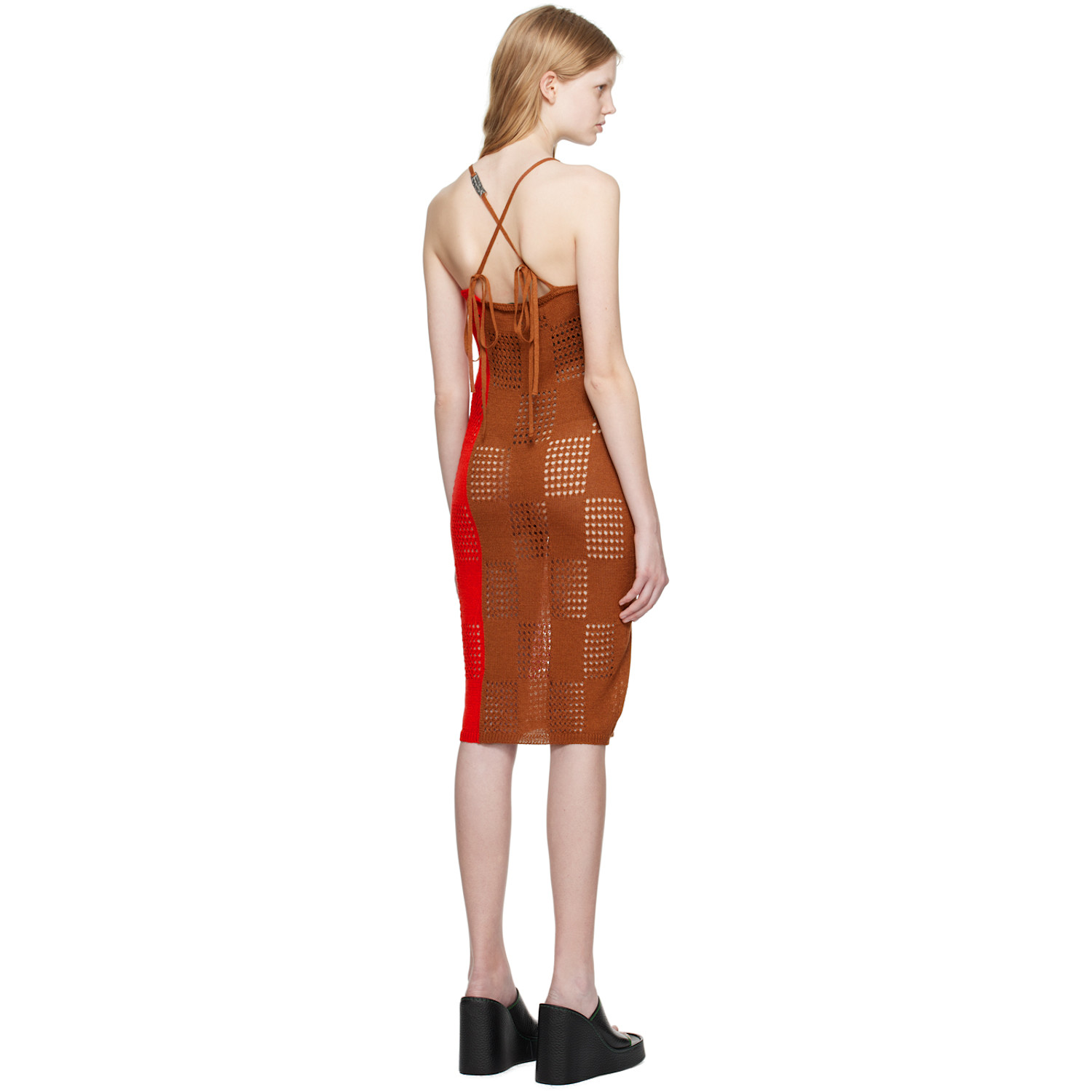  Andersson Bell Red & Brown Keira Midi Dress 