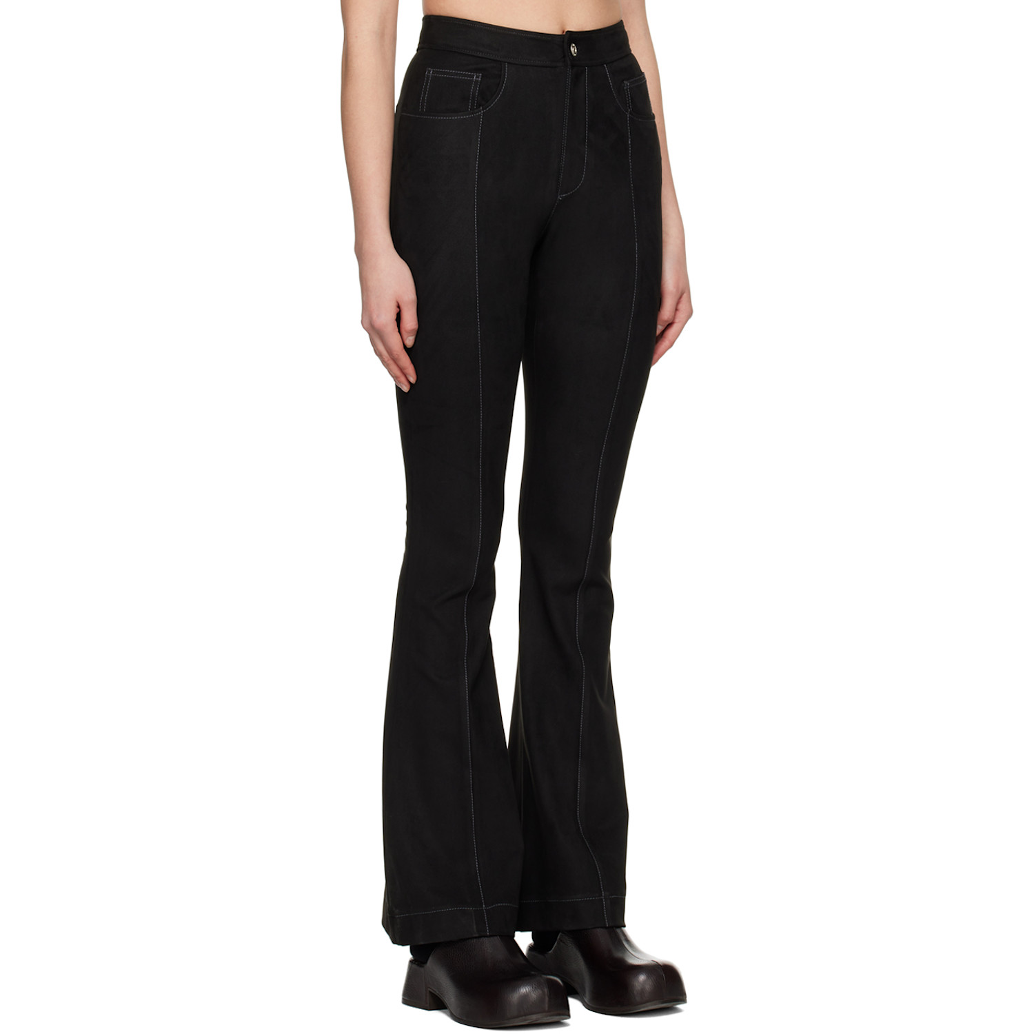  Andersson Bell Black Paneled Faux-leather Trousers 