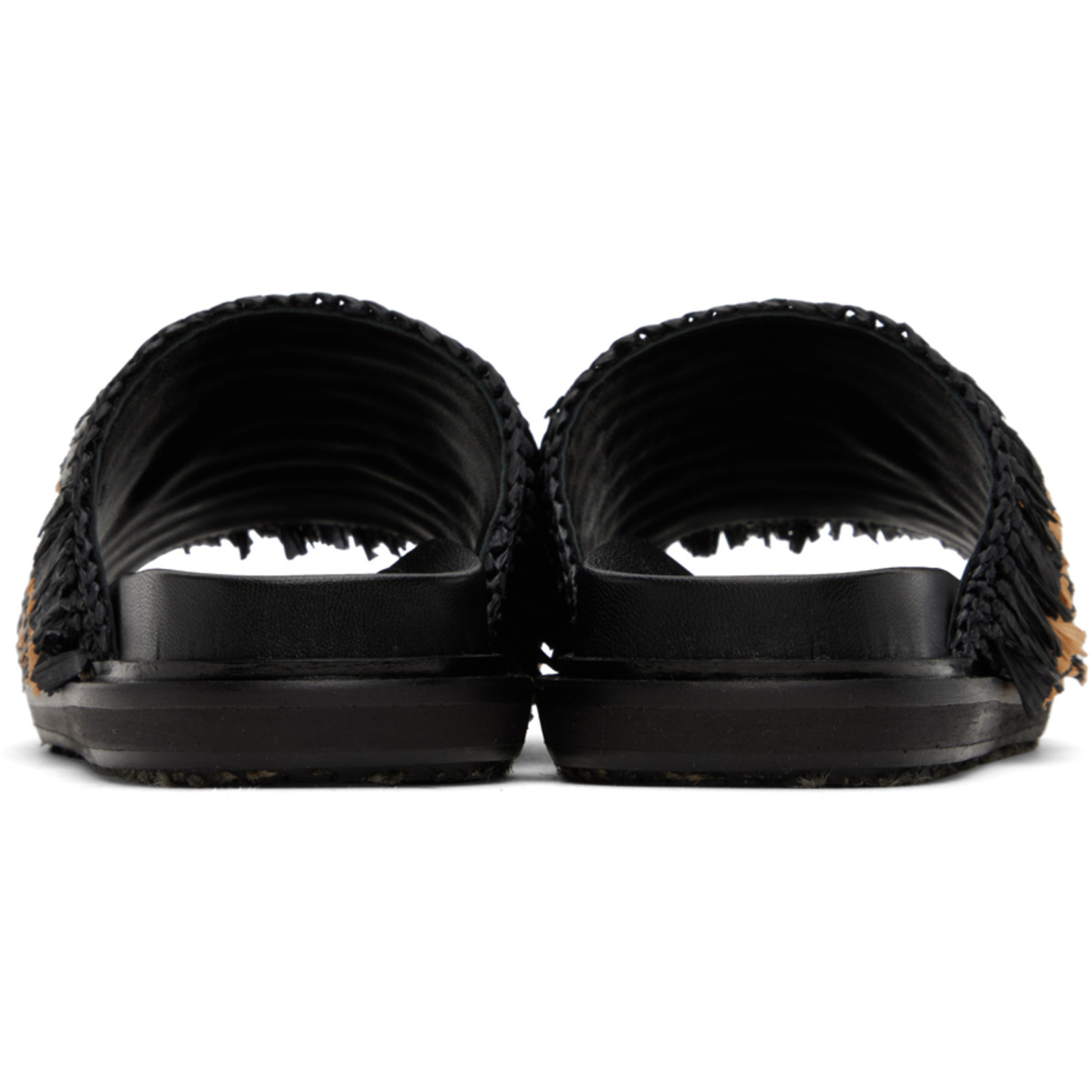  Marni Black & Beige Fringe Sandals 