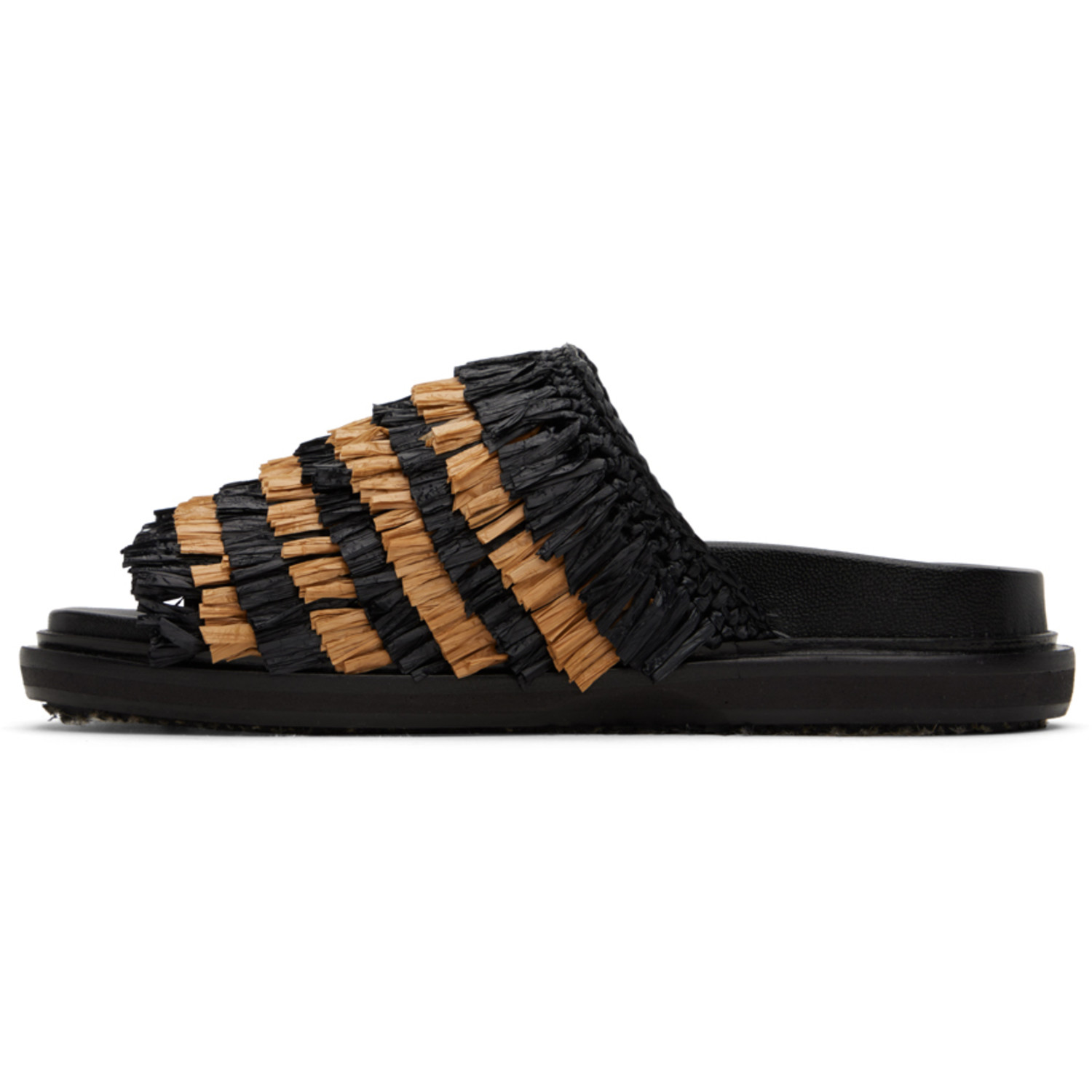  Marni Black & Beige Fringe Sandals 