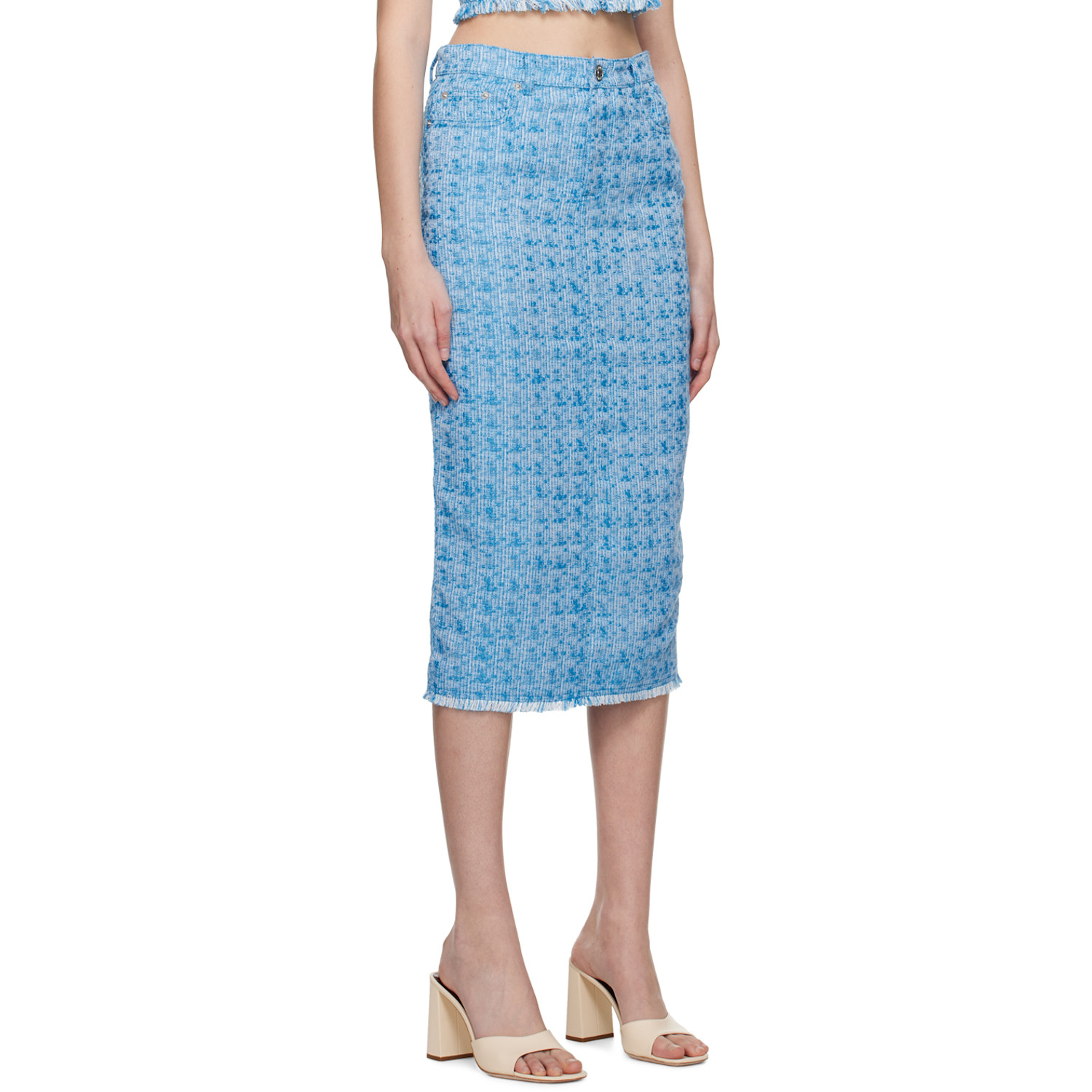  Staud Blue Guinevere Midi Skirt 