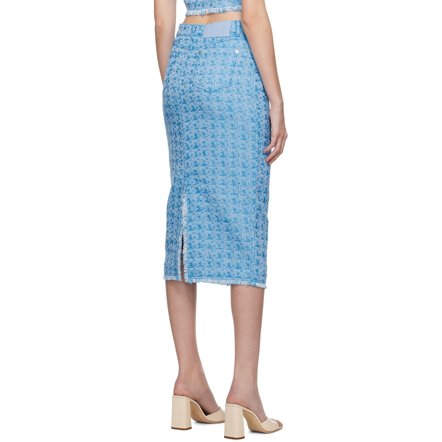  Staud Blue Guinevere Midi Skirt 