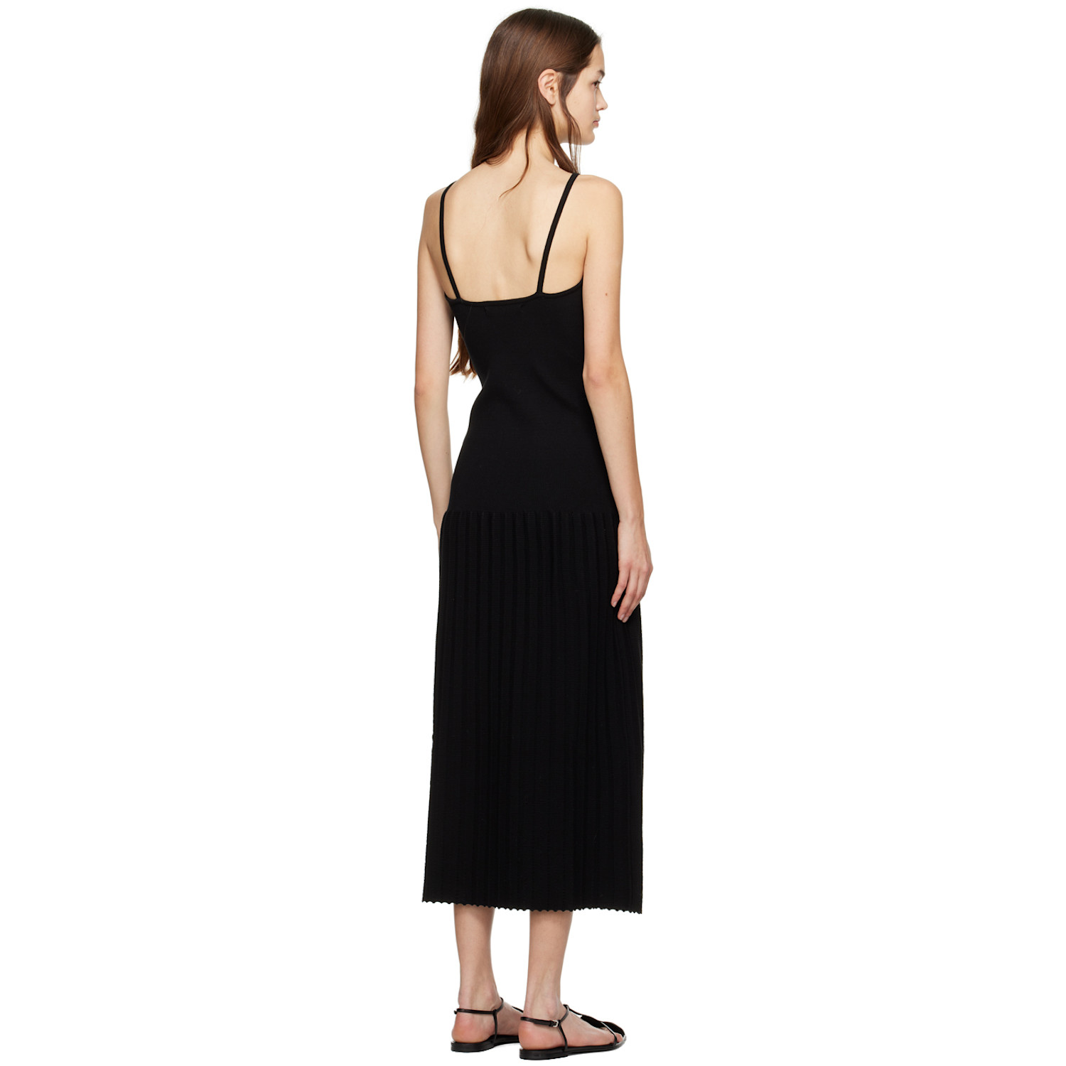  Wynn Hamlyn Black Accordion Slip Maxi Dress 