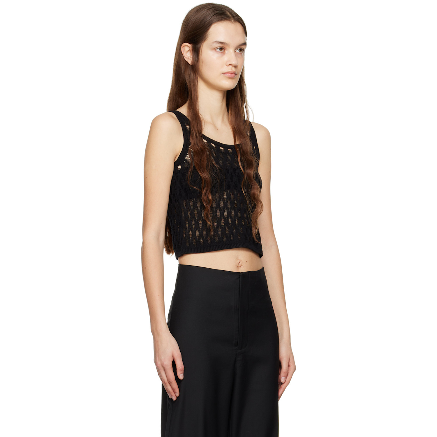  Wynn Hamlyn Black Semi-sheer Tank Top 