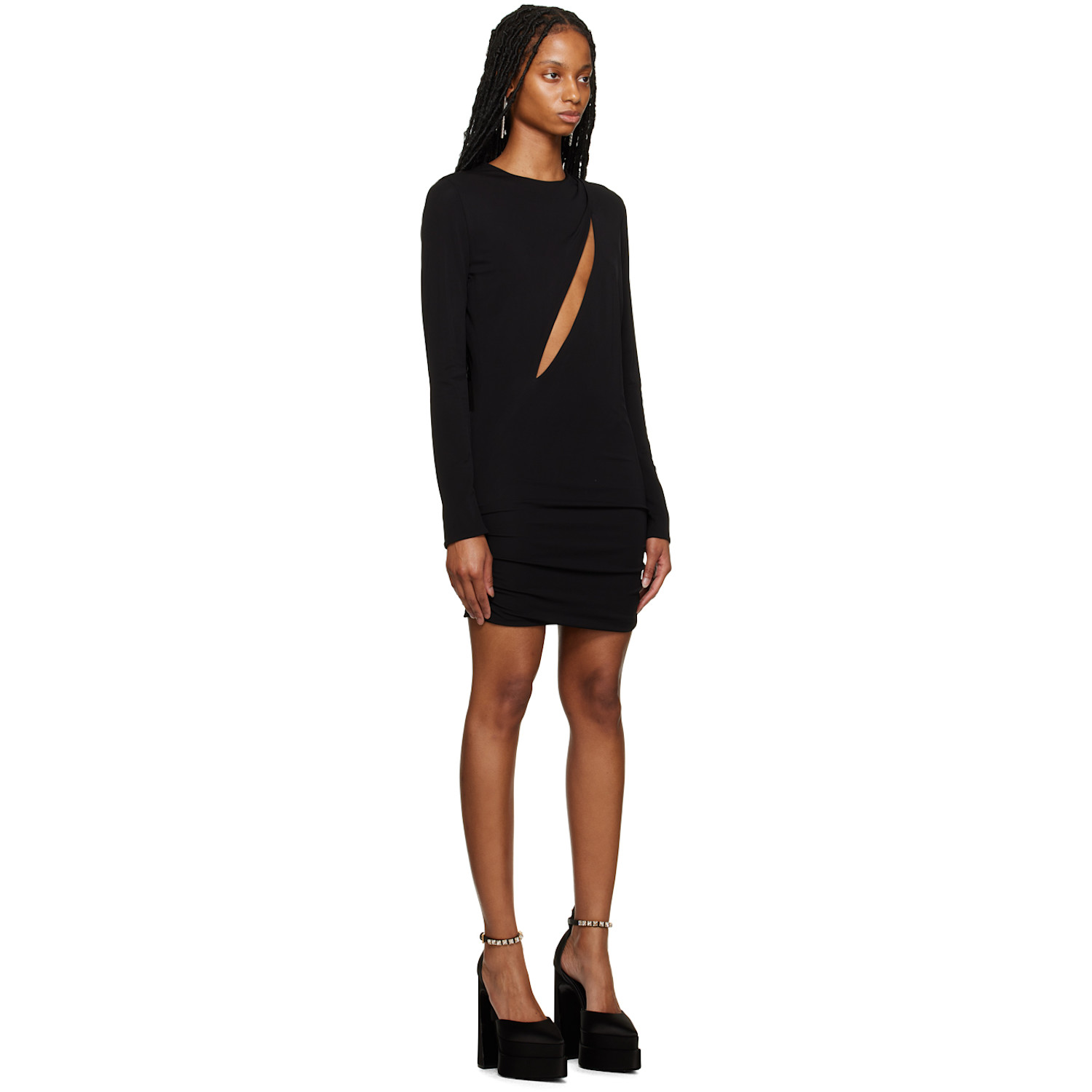  Versace Black Slashed Minidress 