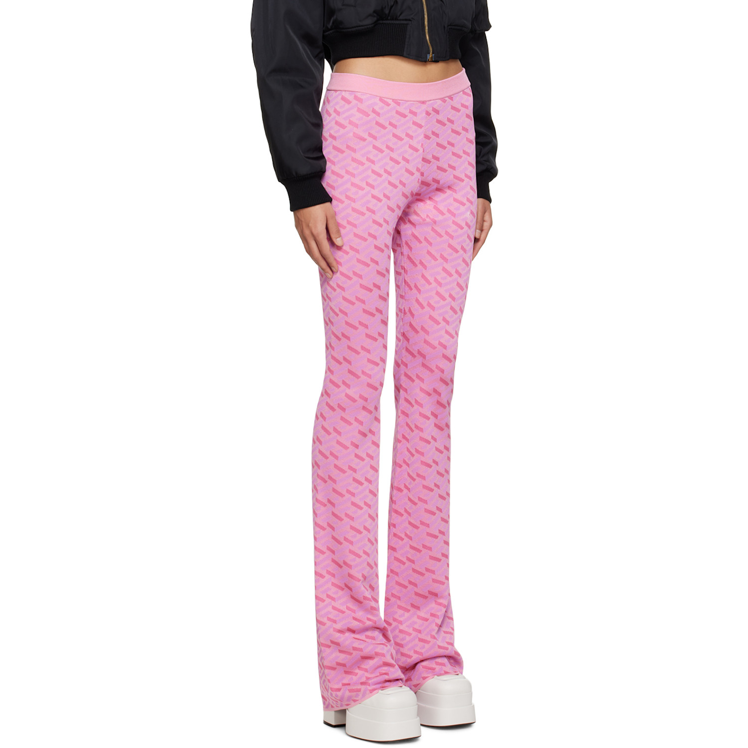  Versace Pink 'la Greca' Lounge Pants 