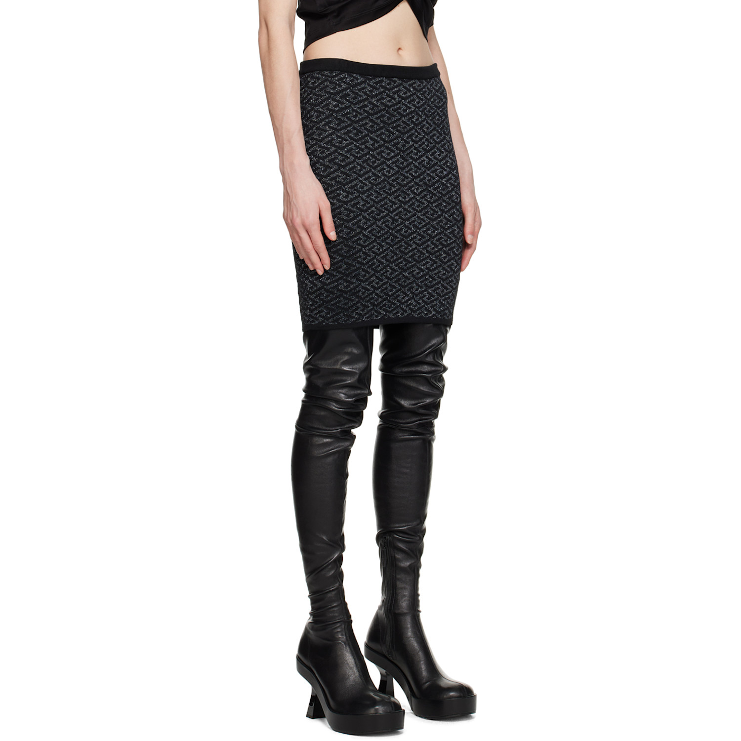  Versace Black 'la Greca Medusa' Miniskirt 