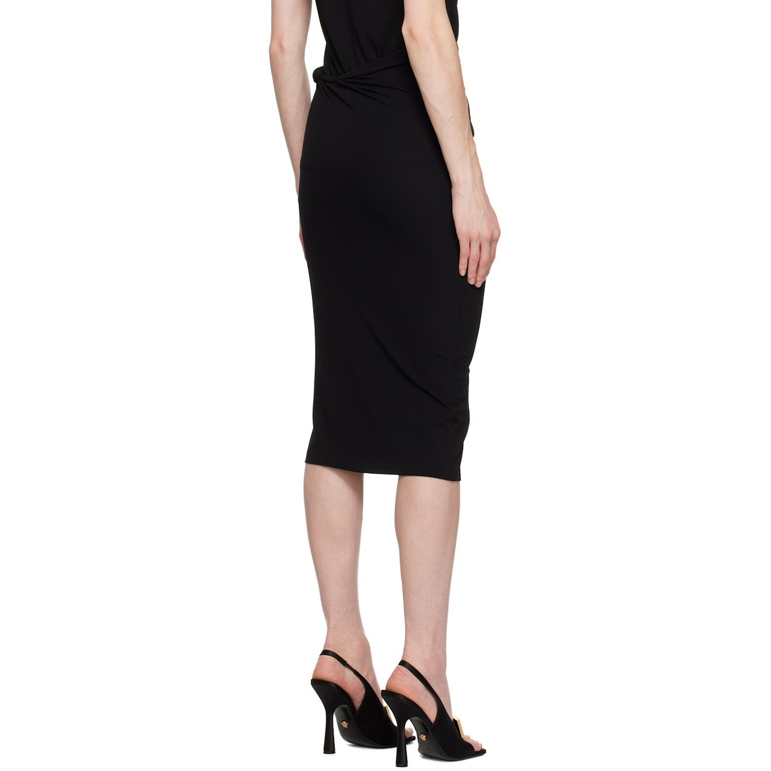 Versace Black Rolled Midi Skirt 