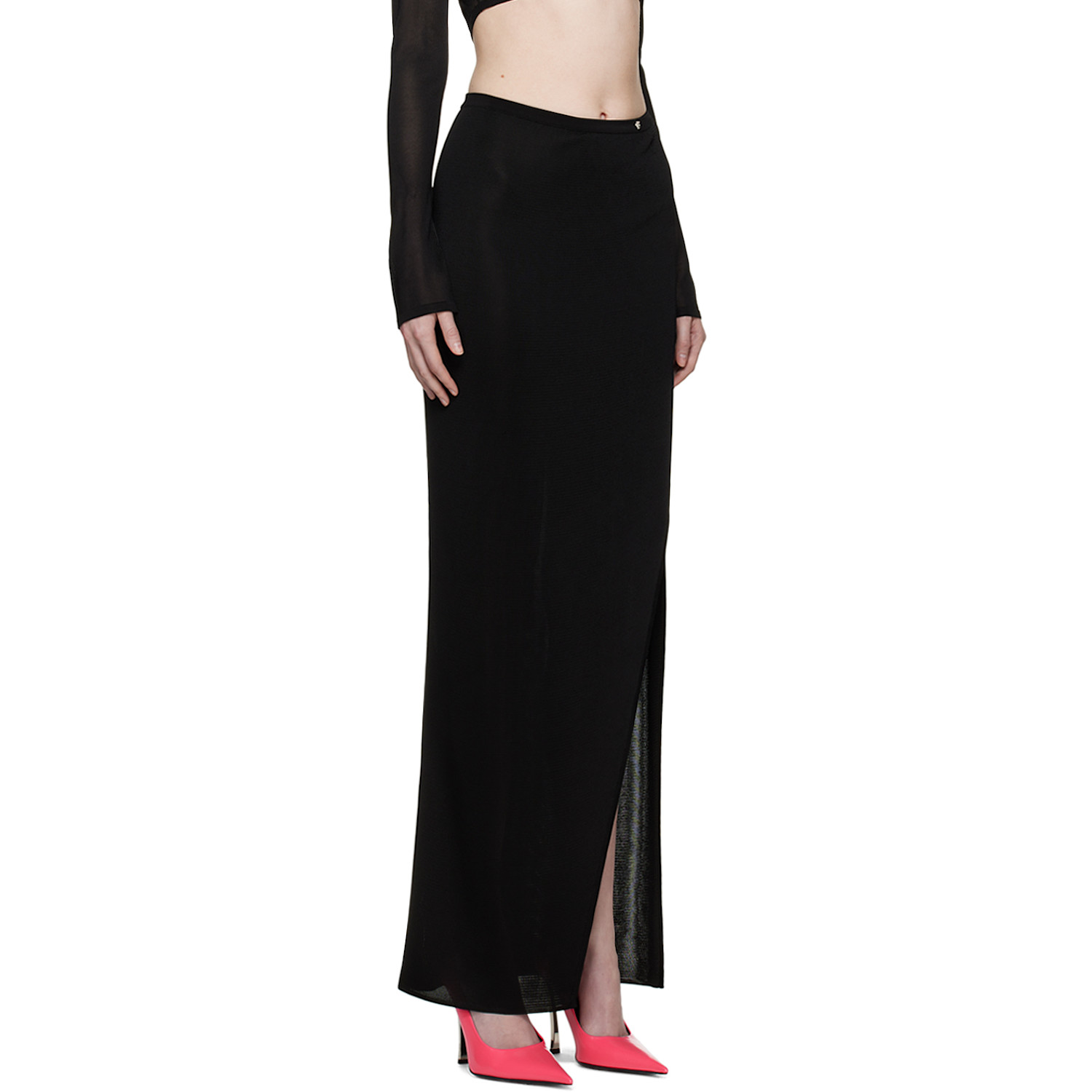  Versace Black Vented Maxi Skirt 