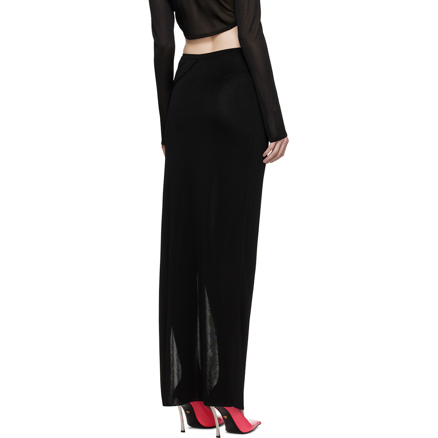  Versace Black Vented Maxi Skirt 