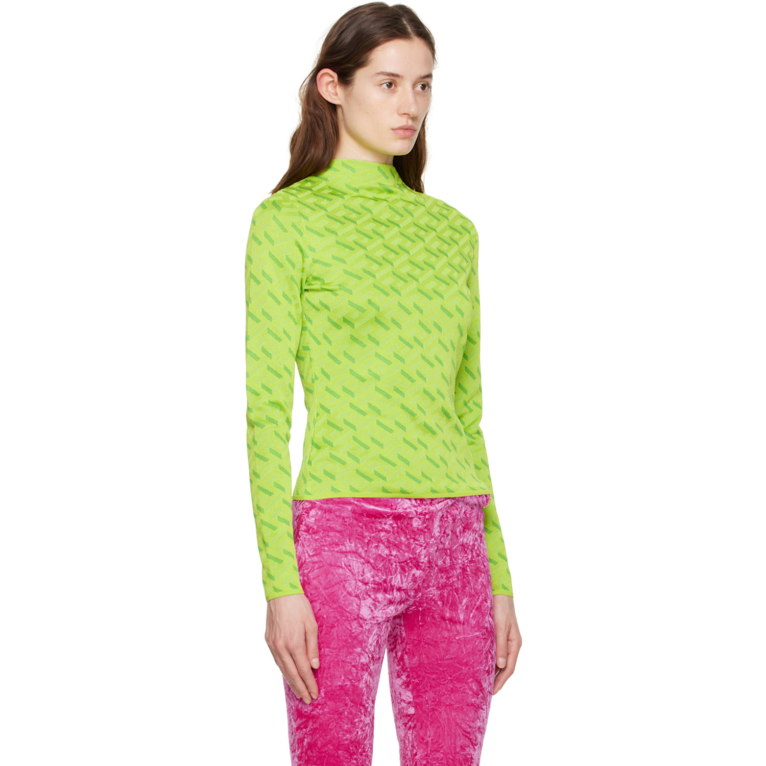  Versace Green La Greca Sweater 