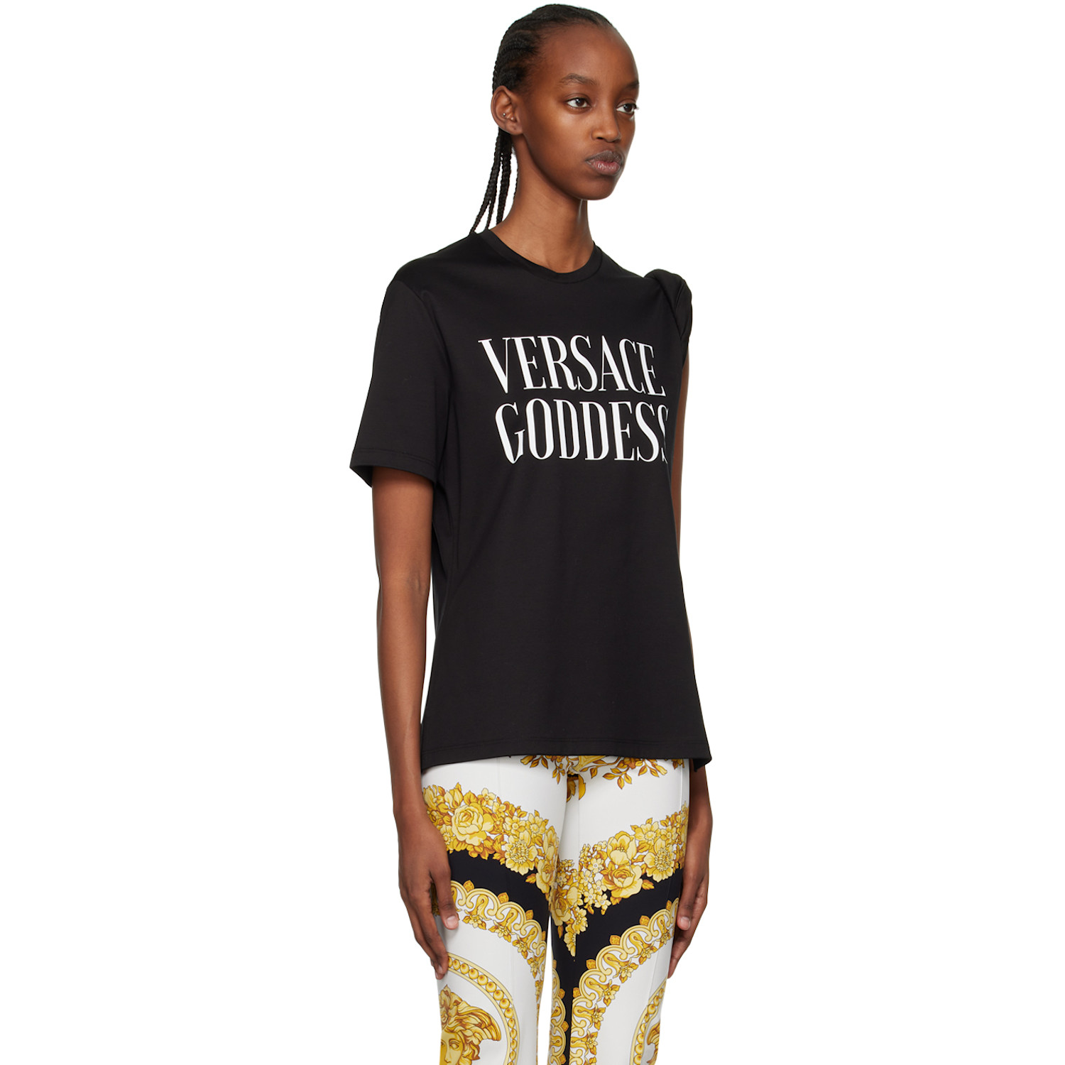  Versace Black 'goddess' Rolled T-shirt 